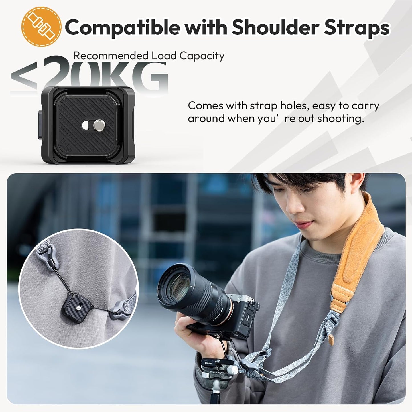 ULANZI UKA01 1/4''-3/8" 38mm 20kg Camera Quick Release Plate, Tripod Mount Adapter Camera Quick Release Kit w Screw