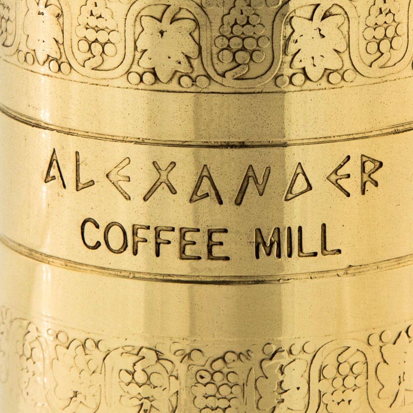 Alexander Home Original Greek Coffee Mill, 10.5-Inch Brass – European Manual Coffee Grinder, Refillable, with Polishing Cloth