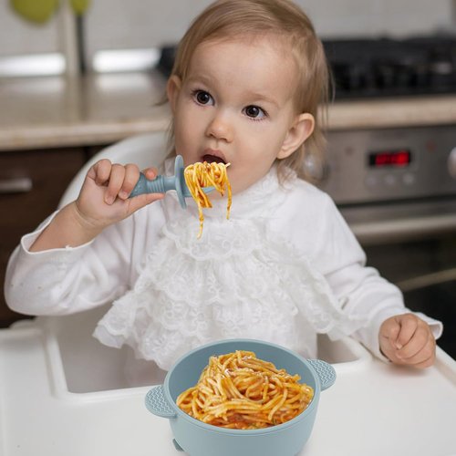 Eascrozn Baby Feeding Set - 6 Pack Silicone Spoons & Forks | BPA-Free Toddler Utensils for Self-Feeding