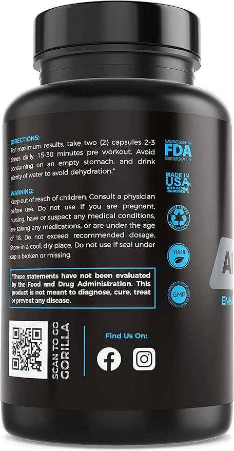 | Anabolic Ape ??Enhanced Turkesterone Compound | Turkesterone, Creatinol-O-Phosphate, Ashwagandha, Bioperine | Lab Tested | 120 Vegan Capsules | Max Strength