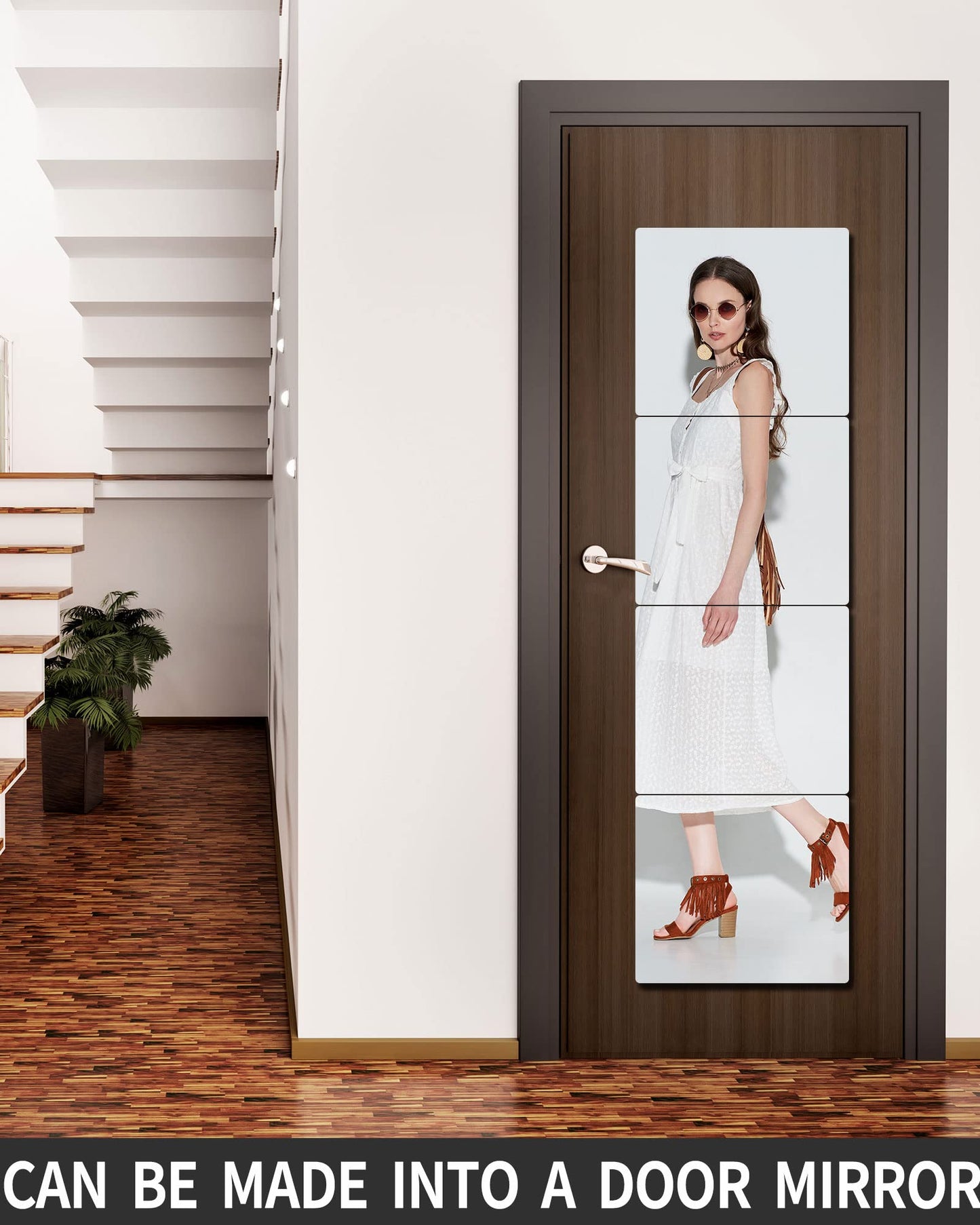 Unbreakable Acrylic Mirror Non-Glass shatterproof Mirror Full Length Wall Gym for Home Mirror Frameless Home Fitness Mirrors (4pcs,12 in x12 in ), Silver