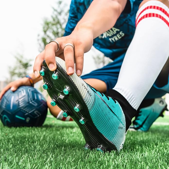 Men's High Tops Soccer Shoes,Lace-Up Athletic Football Cleats Lightweight Indoor/Outdoor TF AG Turf Training Soccer Cleats Sneaker
