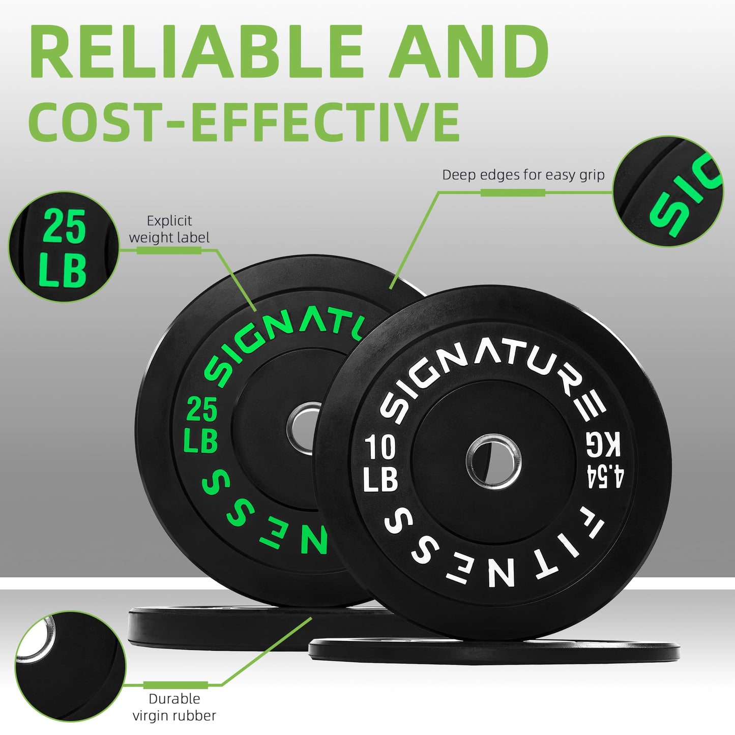 Fitvids Olympic Bumper Weight Plates 70 LB Pair Black