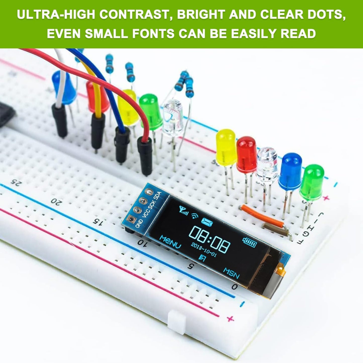 EPLZON 5 Pack 0.91 inch 128x32 OLED IIC Display Module Pixel Mini Self-Luminous Display Screen Board for Arduino