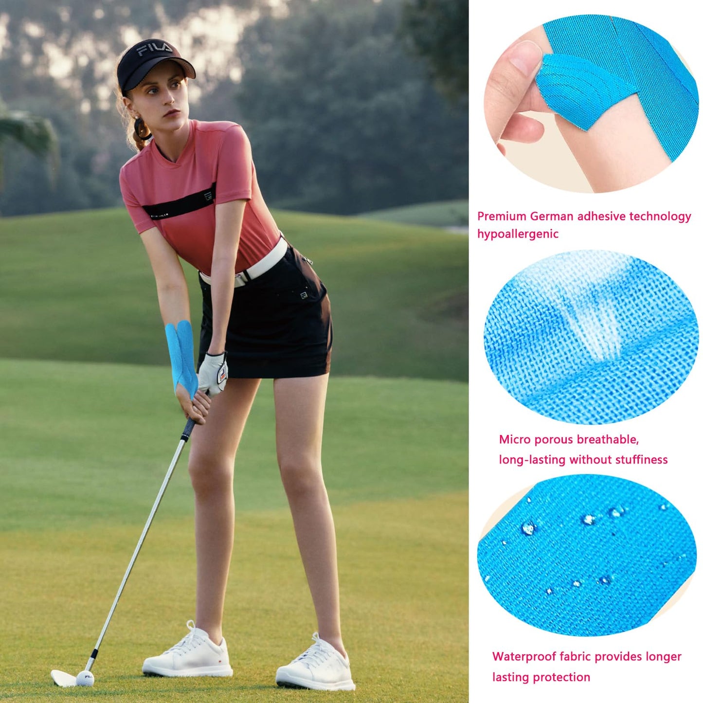 Kinesiology Tape for Wrist Precut, 12pc Waterproof & Breathable Bowling Wrist Tapes, Hypoallergenic Latex-Free Elastic Athletic Tape for Carpal Tunnel, Sports Joints Muscle Support.(Black)