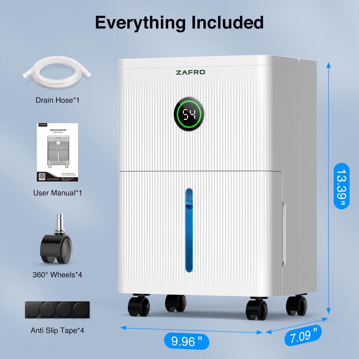 ZAFRO 1600 Sq.Ft Dehumidifiers for Home and Basement with Drain Hose, Ultra Quiet 41dB, Energy Saving Max 21 Pints Dehumidifier with Auto or Manual Drainage, Auto Defrost, Three Modes, Dry Clothes