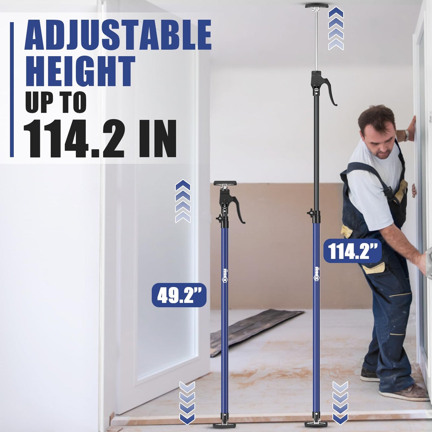 XINQIAO Cabinet Jacks for Installing Cabinets, Heavy Duty Third Hand Tools Adjustable Support Pole from 49.2 in to 114.2 in, 4 PCS