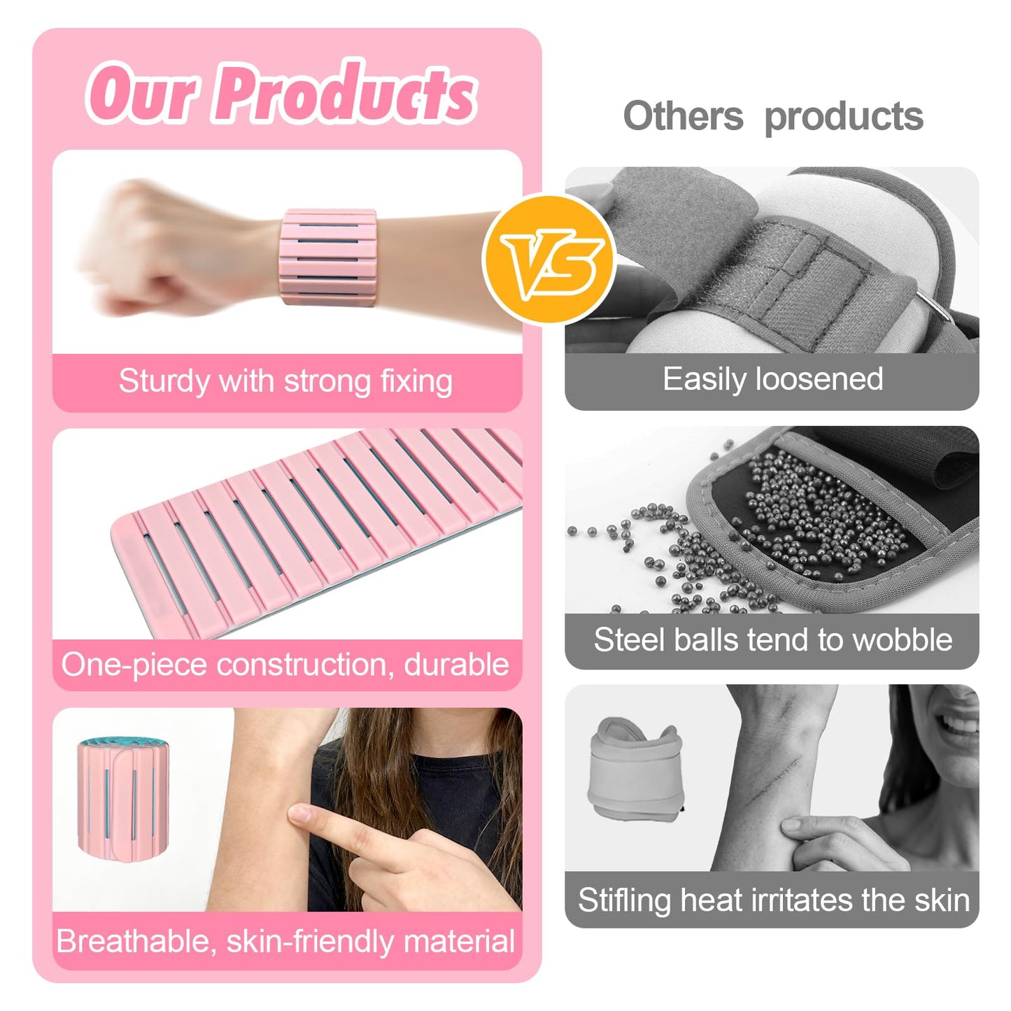 Magnetic Ankle Wrist Weights for Women, 1LB Each (2 Packs) - Arc Wrap Design for Secure Fit, Breathable & Skin-Friendly for Walking, Yoga, Pilates, Home Workouts - Enhanced Comfort, No Slip, Stackable