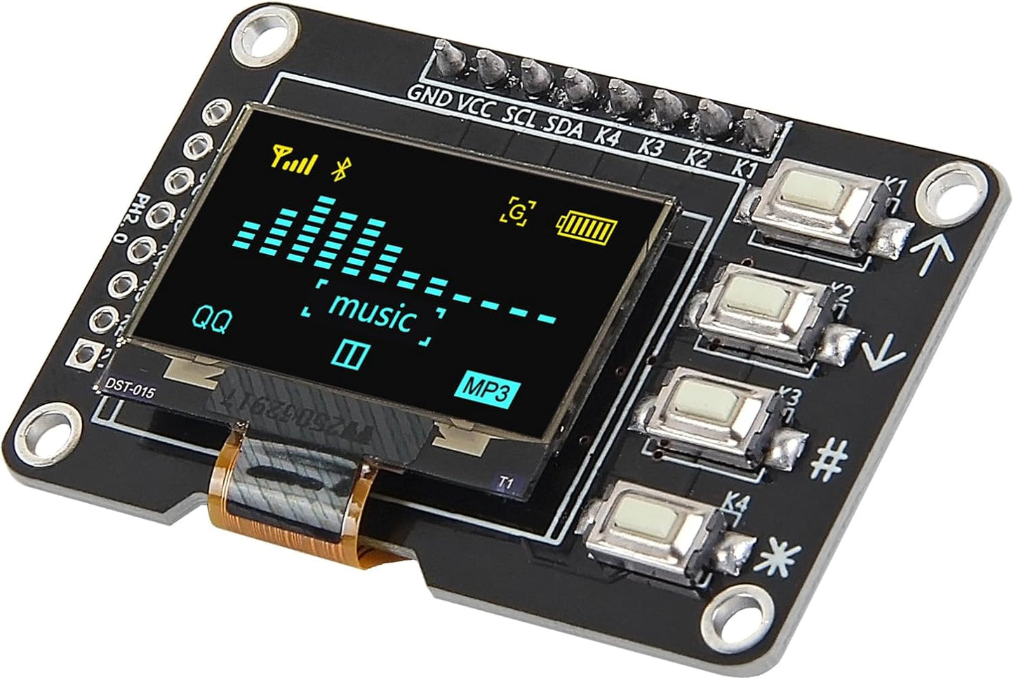 AITRIP 5PCS 0.96 Inch 12864 4 SSD1315 OLED Display Screen Screen Module with Matrix Key Interfaces Keyboard IIC