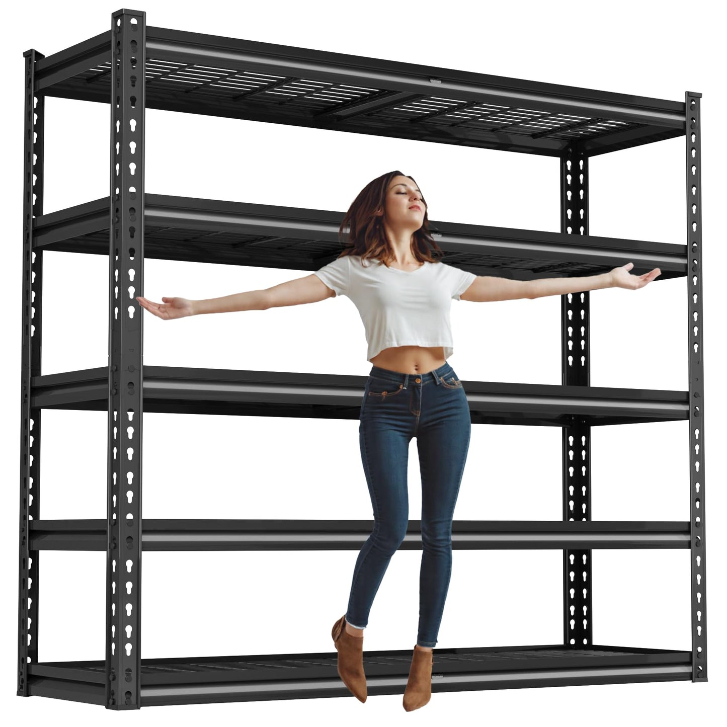 VDEVY 48" W Garage Shelving Heavy Duty,5-Tier Storage Shelves,3030LBS Adjustable Metal Shelving Units for Basement, Kitchen,Commercial,Warehouse,Pantry, 48" W x 72" H x 24" D