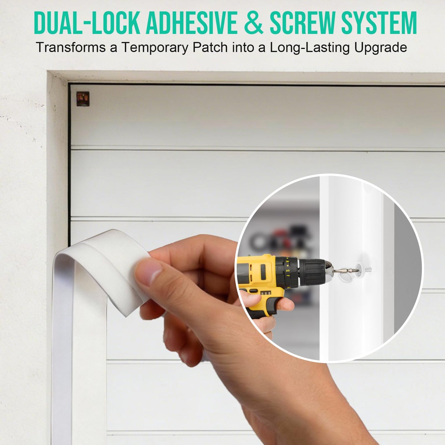 Garage Door Seal Top and Sides - Jobon 36FT White Flexible TPE Self Adhesive Weather Stripping Kit | Block Rodents Drafts Rain Dust | Easy DIY Installation Universal Replacement