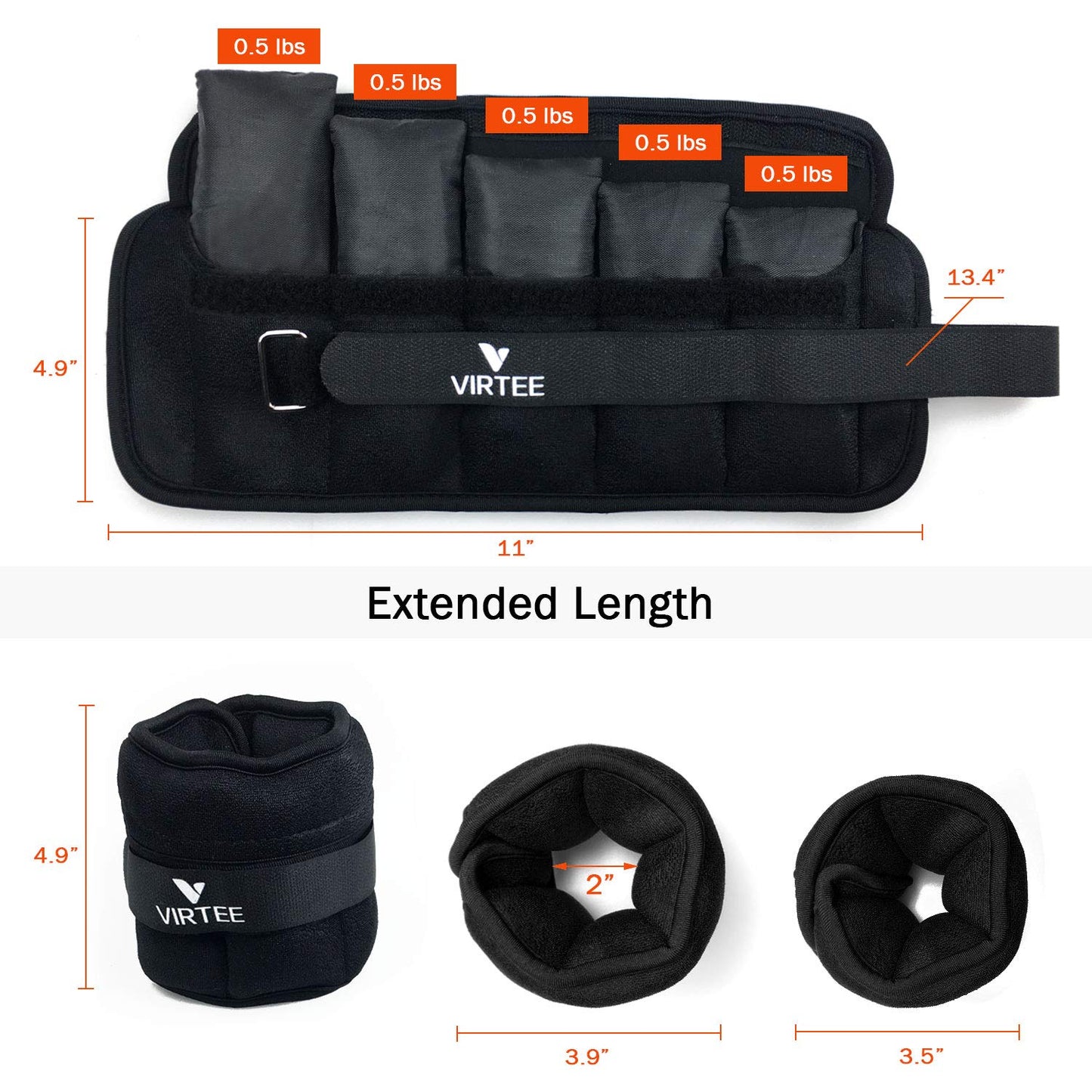 Adjustable Ankle Weights for Women Men Kids, Wrist Weight Set 1-5 lbs (1 Pair) with Removable Weight for Jogging, Walking, Gymnastic, Workout, 0.5-2.5 lbs Each Pack, 2 Pack