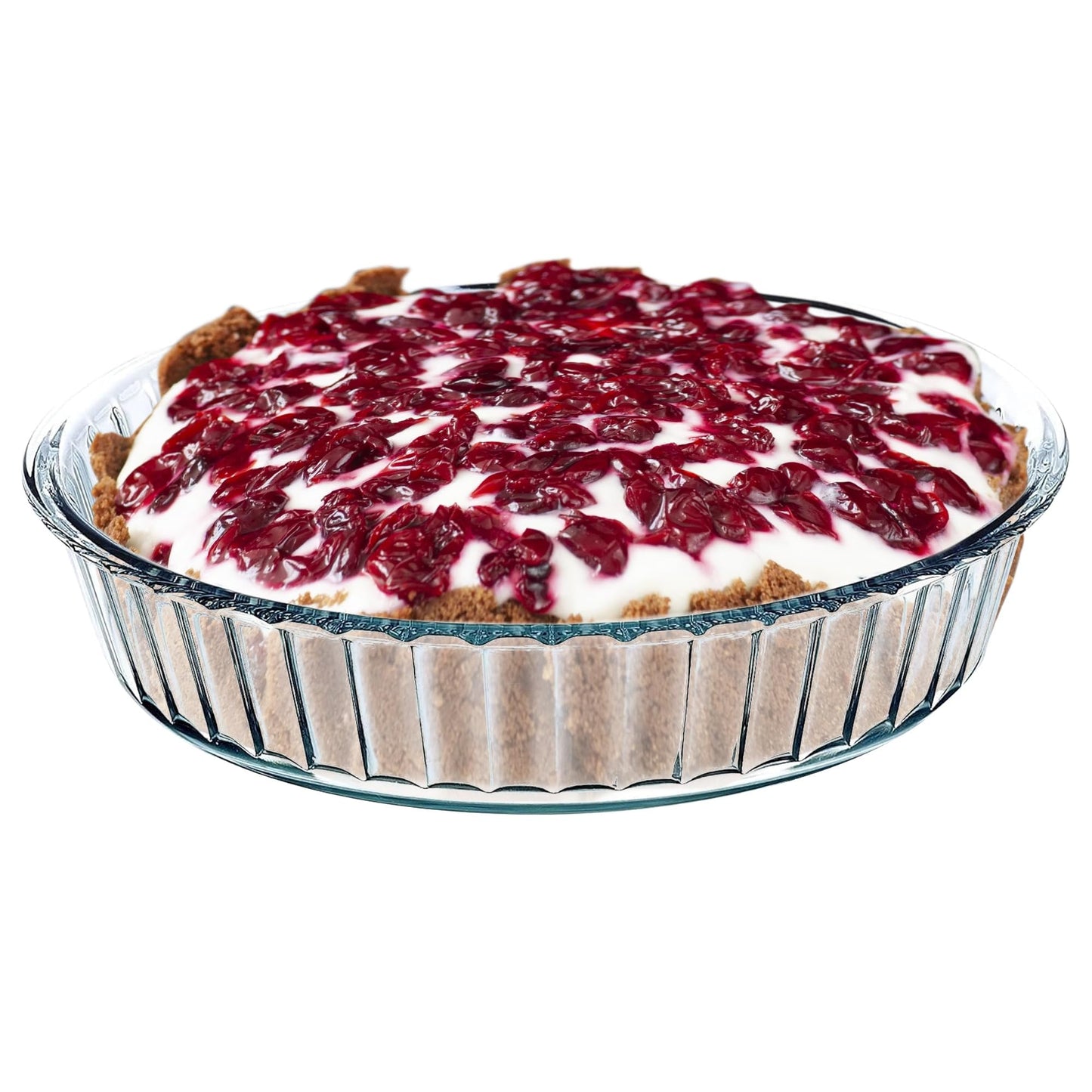 SIMAX Glass Pie Pan for Baking, 10.25 Inch Deep Round Pie Plate Dish, Apple, Pumpkin, Holiday Pies, Fluted Pie Holder, Oven Safe Tray, Borosilicate Glass Cake Tin