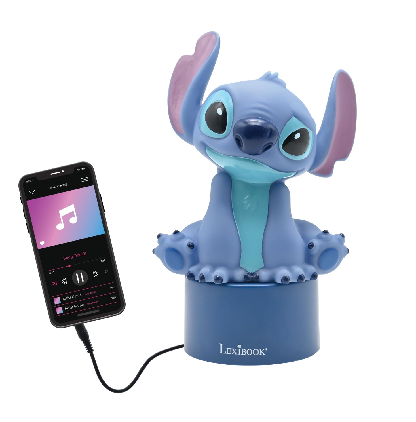 LEXiBOOK Disney Stitch Nightlight Speaker Color Change Small Blue NS01D