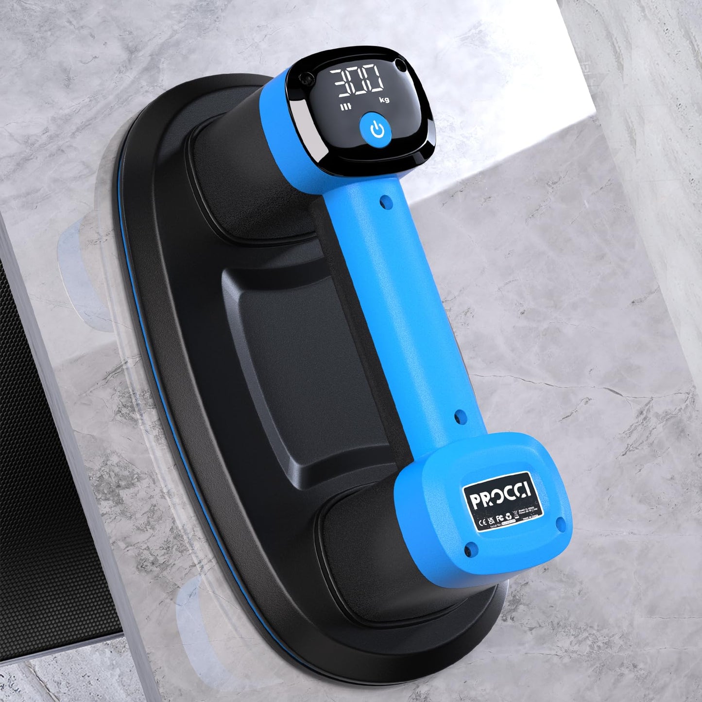 Procci Electric Battery Suction Cup – Cordless Vacuum Lifter for Tiles, Glass, Marble – Dual Motors, 660 LBS/300 KG Suction, LCD Display, 4500mAh, 12h Runtime – for Smooth & Lightly Textured Surfaces