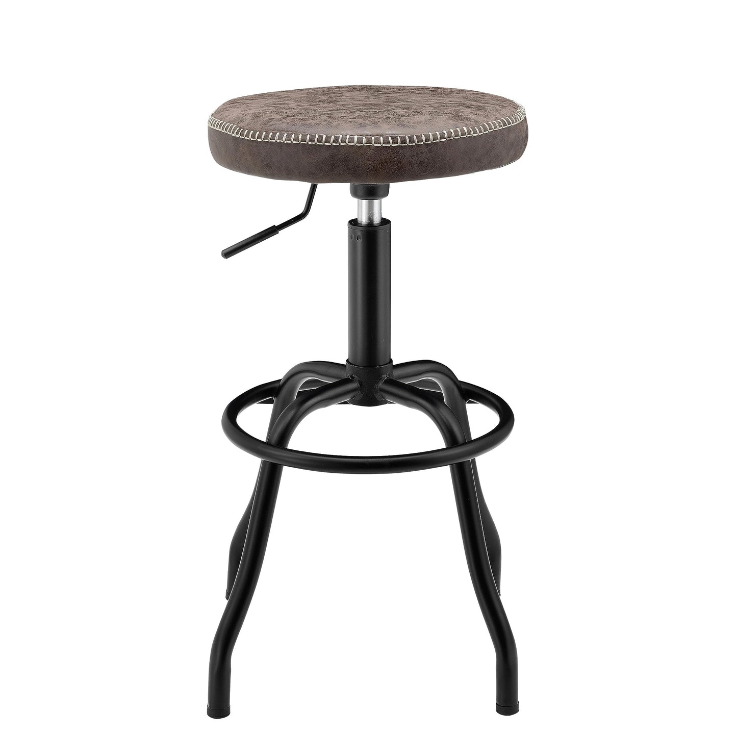New Pacific Direct Eaton PU Leather Gaslift Backless Swivel Bar Bar & Counter Stools, Vintage Coffee Brown