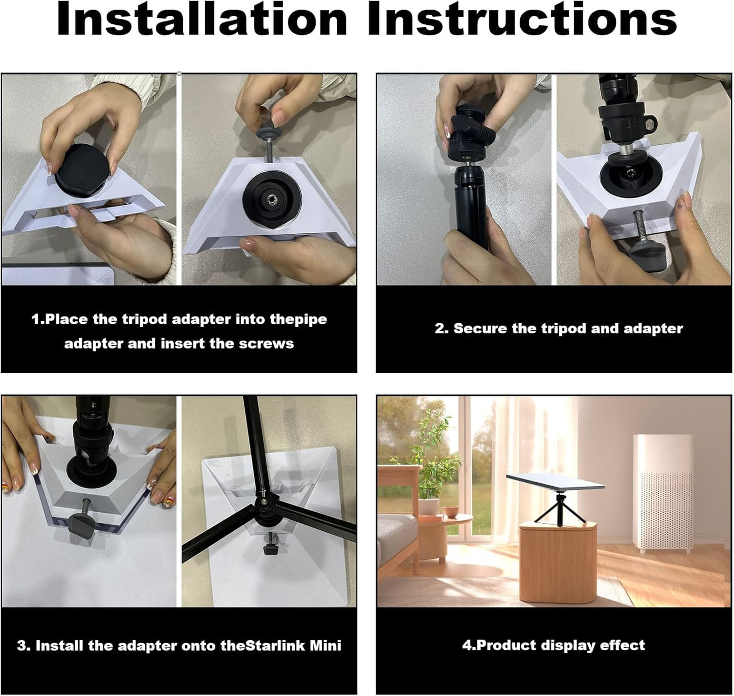 FIUTY for Starlink Mini Tripod Stand with Ball Head and Pipe Adapter, Angle Adjustable Desktop Tabletop Tripod Stand