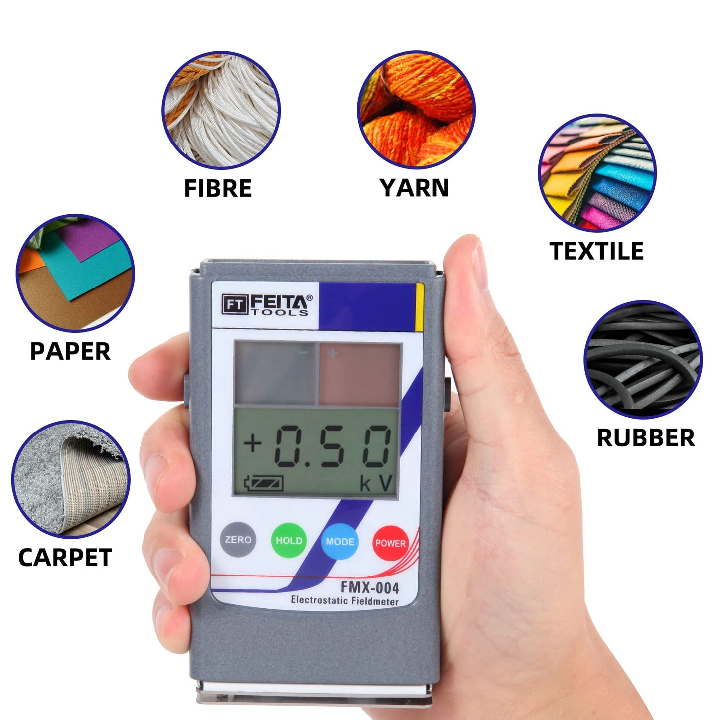 FEITA Upgraded Electrostatic Fieldmeter 0-30KV Handheld ESD Electrostatic Tester, Portable Infrared Antistatic Field Detection Meter Test Static for Textile Fiber Paper Rubber Plastic