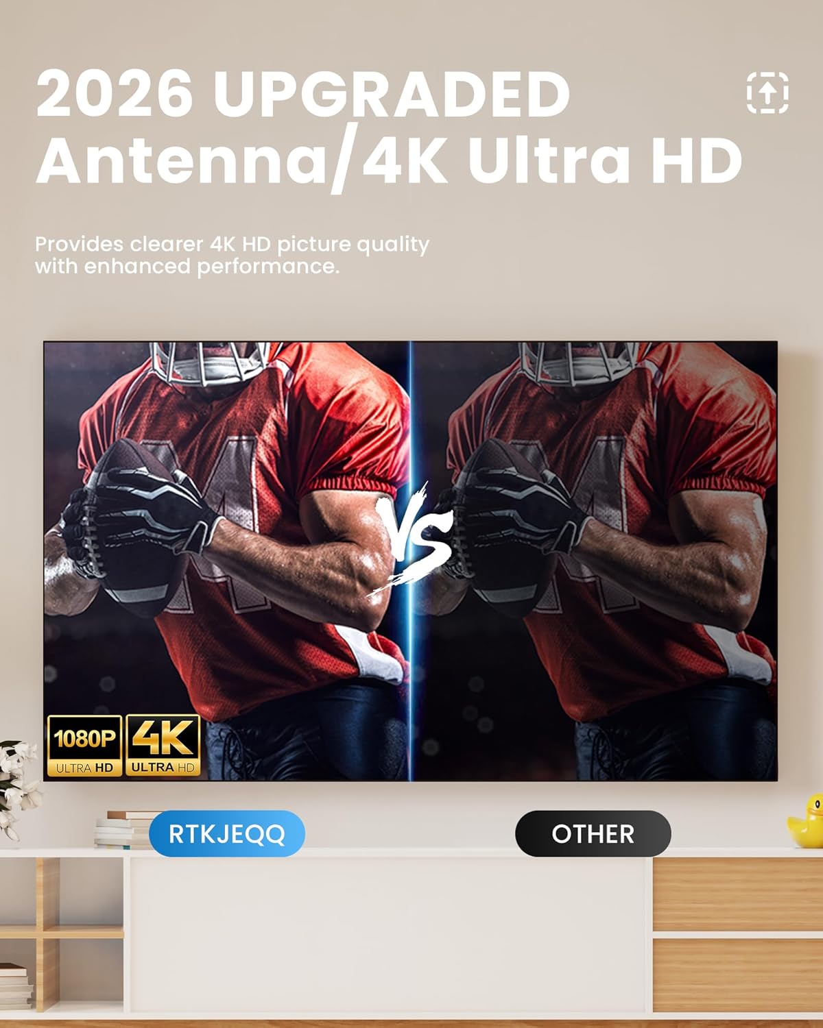 RTKJEQQ 360 4K 16.8ft TV Antenna for Smart TV Indoor, Digital Antenna with Signal Reception for Local Channels HD