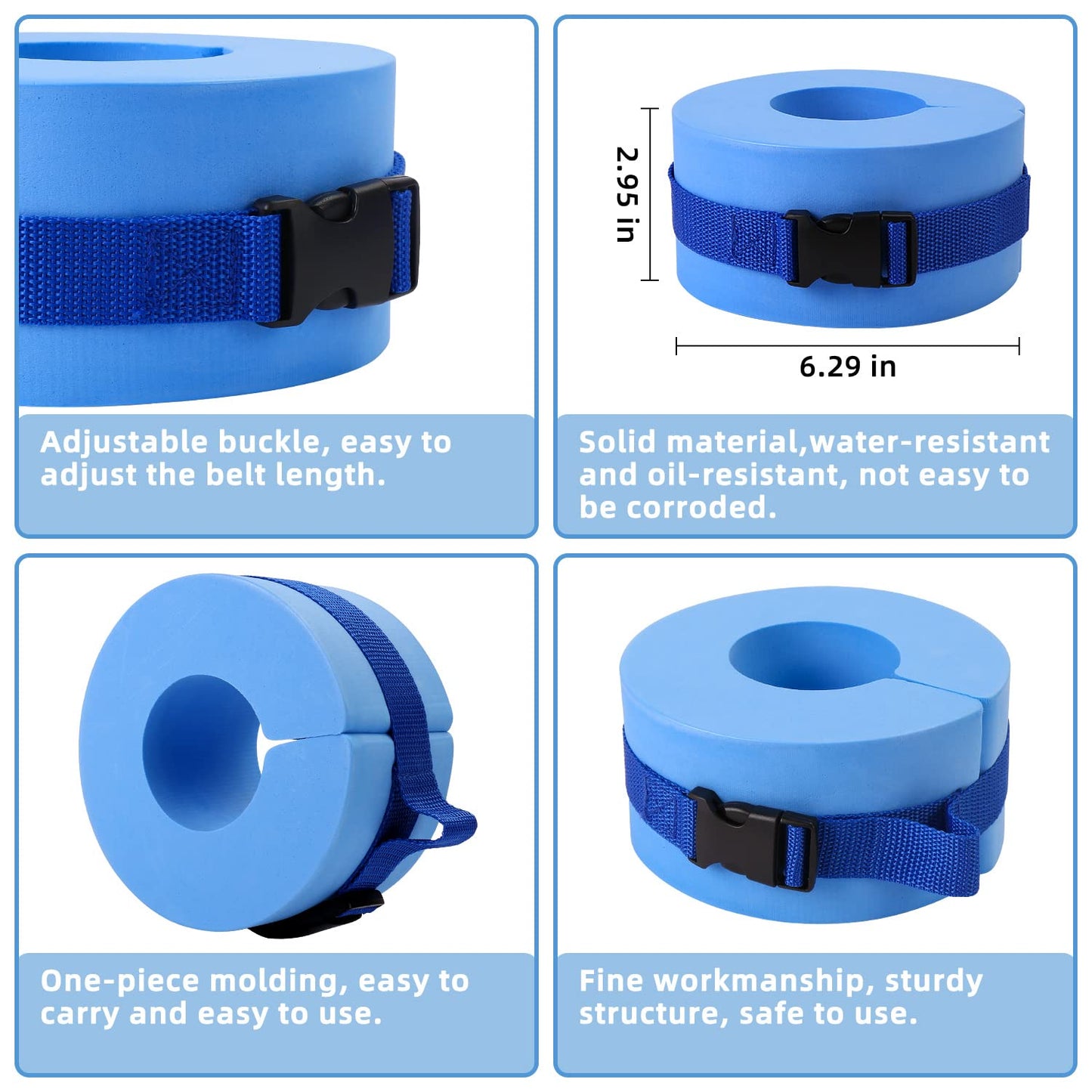 Water Dumbbells Set, 6 Pieces Water Aerobic Exercise Foam Dumbbell Set Pool Resistance, Detachable Aquatic Dumbells, Resistance Gloves, Aquatic Cuffs, Water Workout Fitness Tools for Weight Loss, Blue