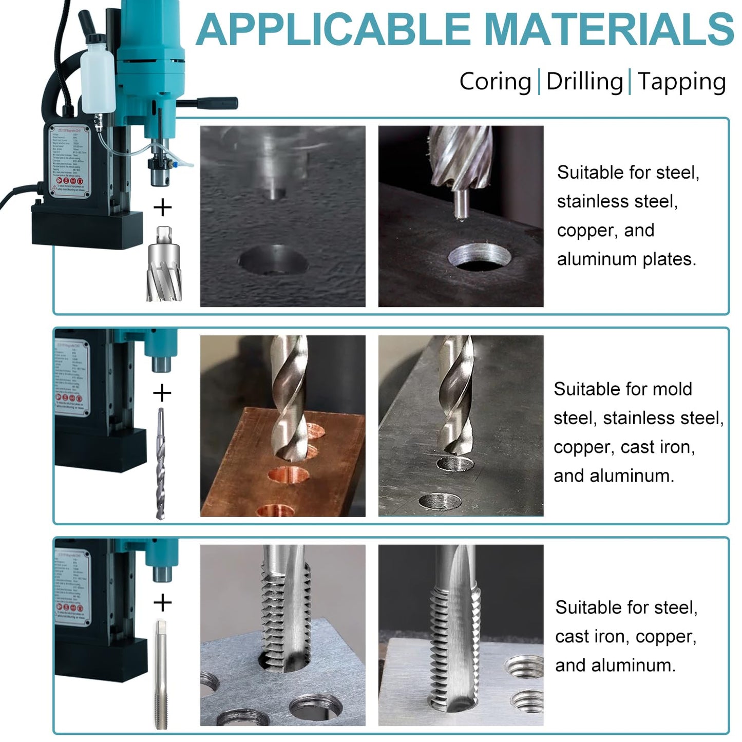 Zinnore Mag Drill Press, 1800W Magnetic Drill, 2-3/18 inch Max Boring Diameter, 3370lbf/15000N Mag Force, Portable Electric Mag Drill Press for Metal Surface