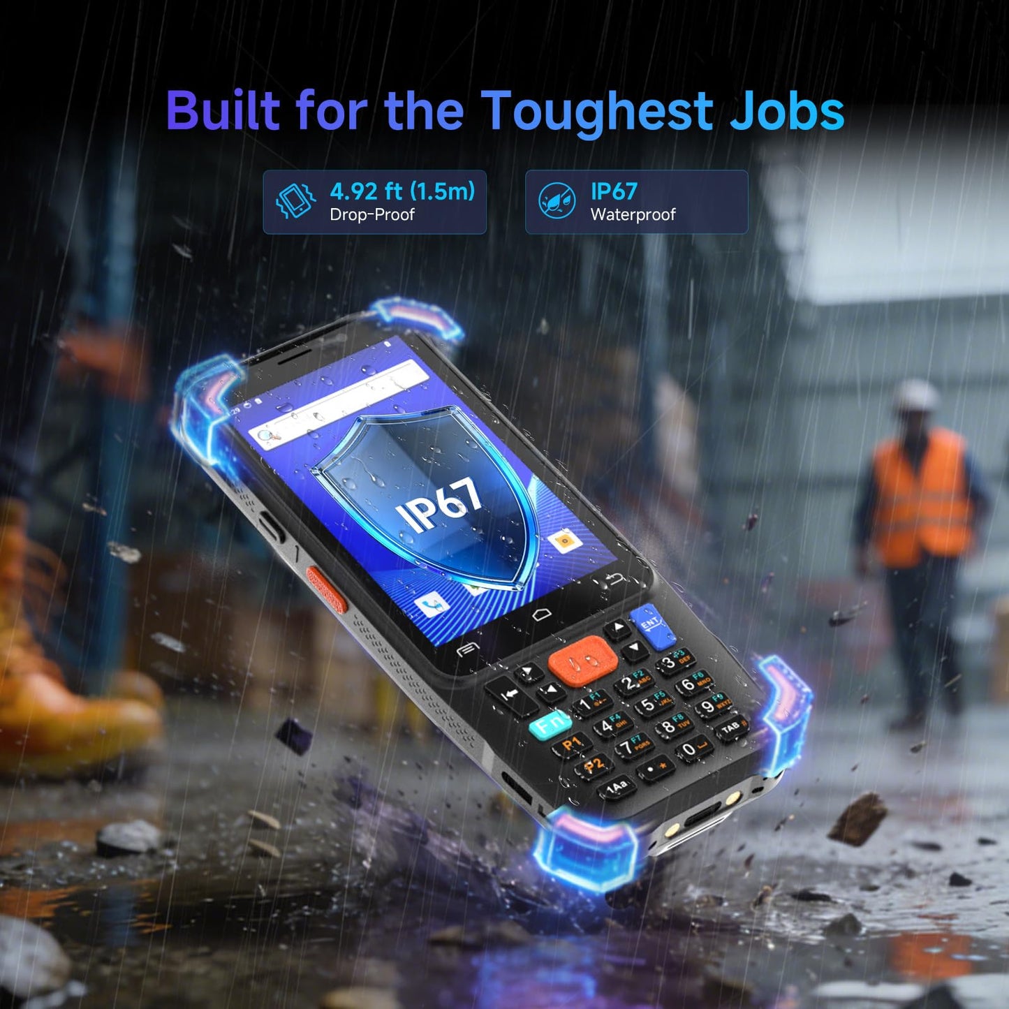 Arrvel Android Barcode Scanner F1, Android 15 Handheld PDA w/Zebra SE4710 Engine, 4 inch Touchscreen Industrial Mobile Computer, IP67 Data Terminal Inventory Scanner for Warehouse Retail Logistics