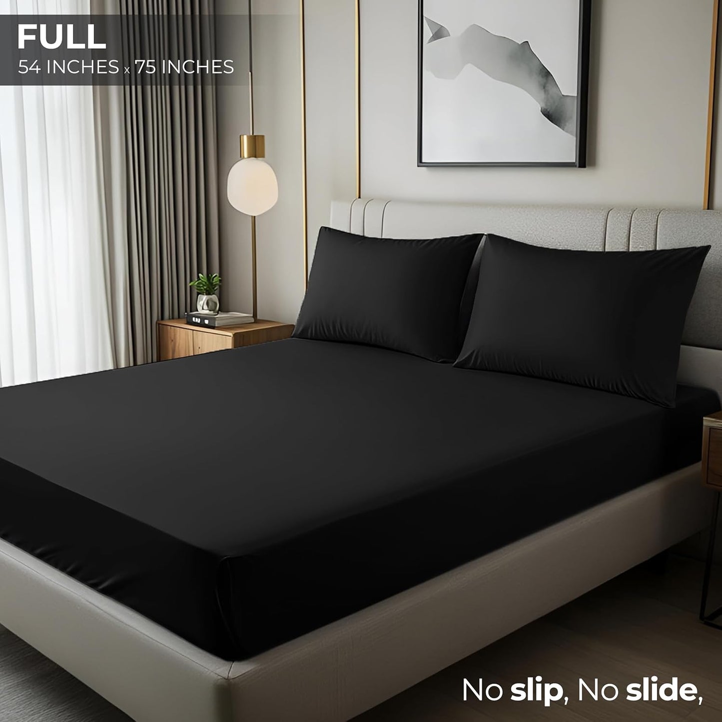 Utopia Bedding Full Fitted Sheet - Deep Pocket Soft Microfiber - Fade Resistant & Easy Care | Black