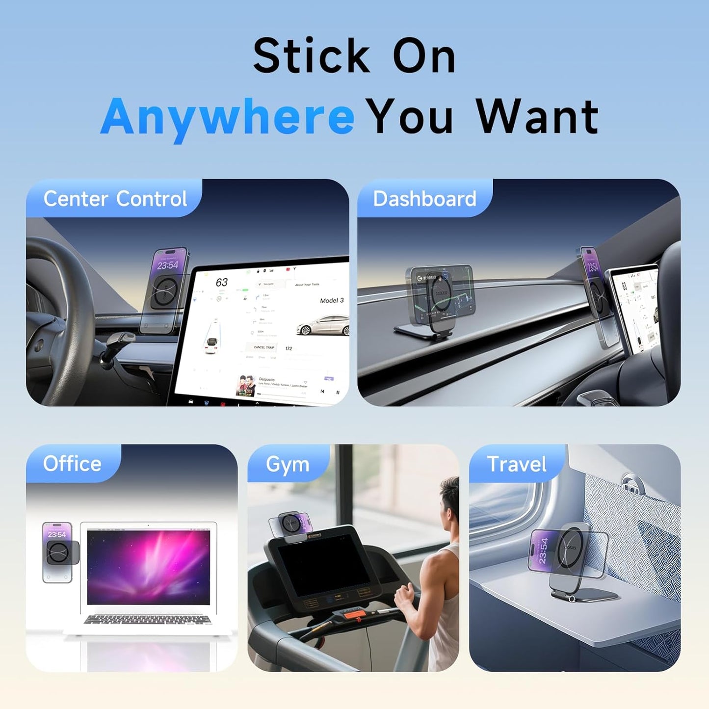 COOEXES Magnetic Phone Holder for Car, MagSafe Car Mount with Dual Side Strong Magnets,Ultrathin Adjustable Cell Phone