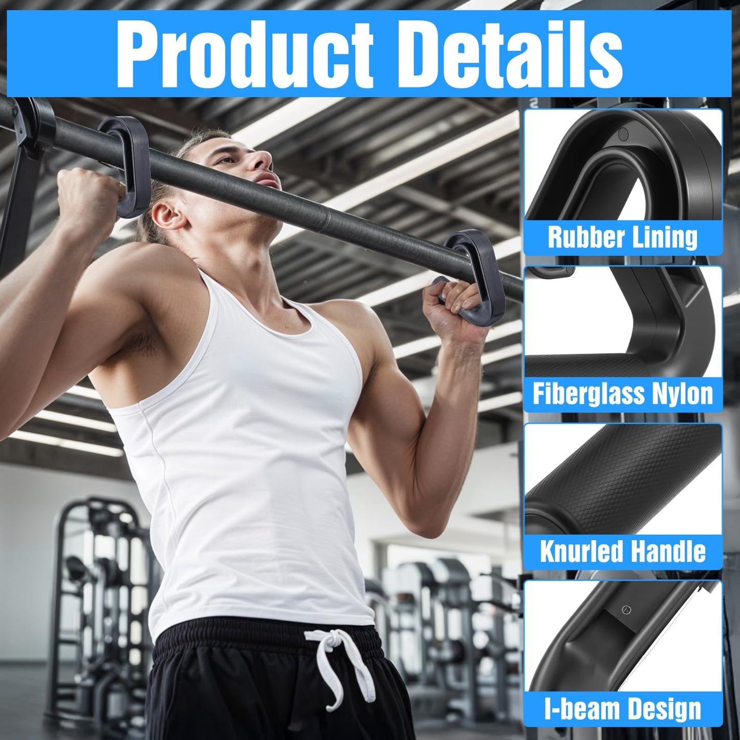 Pafeooui Neutral Grip Pull Up Handles (2-Pack) – Heavy Duty Nylon Handles for Pull-Ups, Deadlifts & Resistance Bands, 800LB Capacity, Non-Slip Ergonomic Grips – Gym & Home Workout Accessories