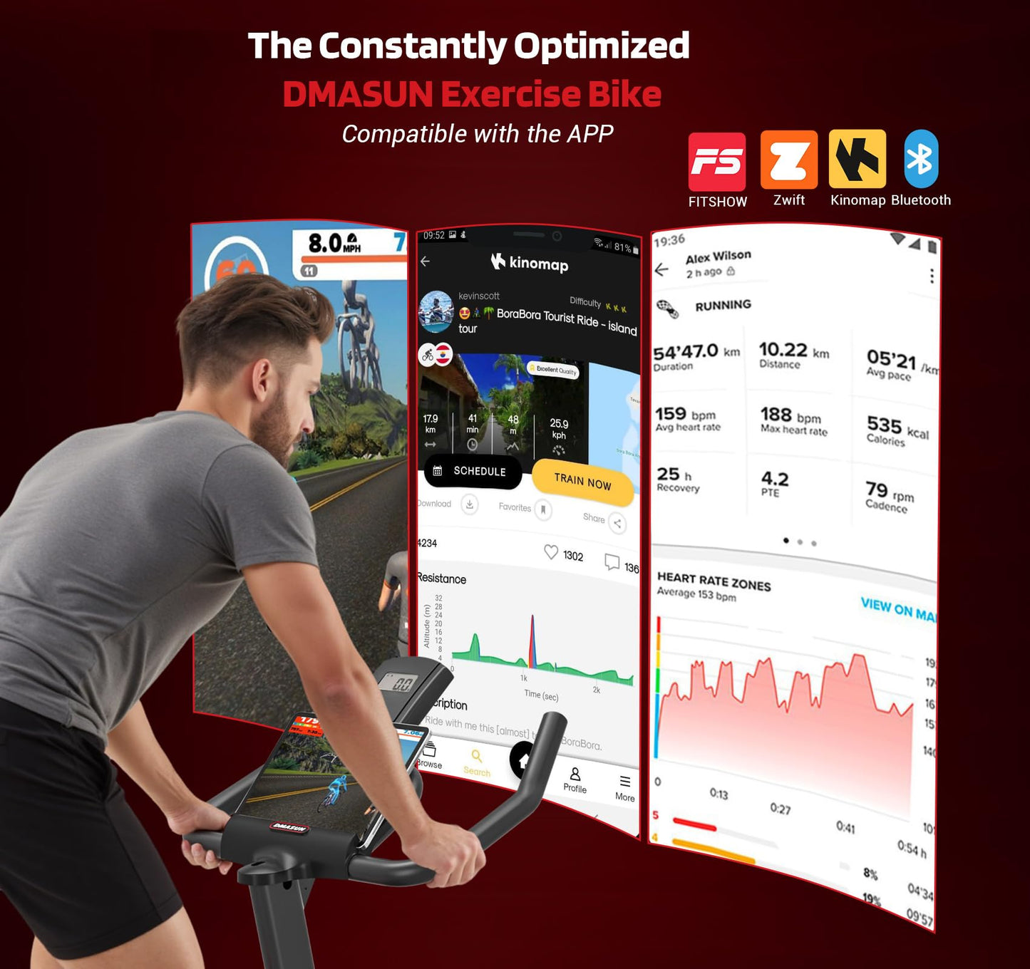 DMASUN Exercise Bike, Silent Magnetic Resistance Stationary Bike for Home with App Compatible, 330 LBS Capacity, Indoor Bike with Comfortable Seat Cushion, Digital Display with Tablet Holder