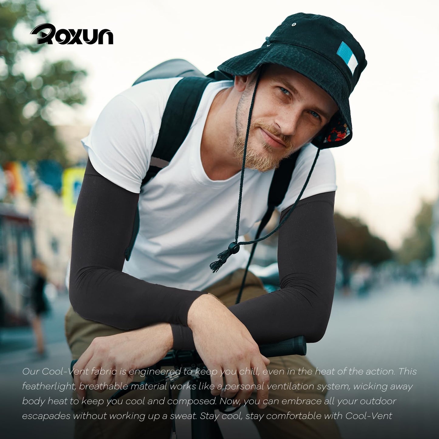 ROXUN 4 Pairs Arm Sleeves, Cooling UV Sun Protection Sports Compression for Men/Women 4 Black