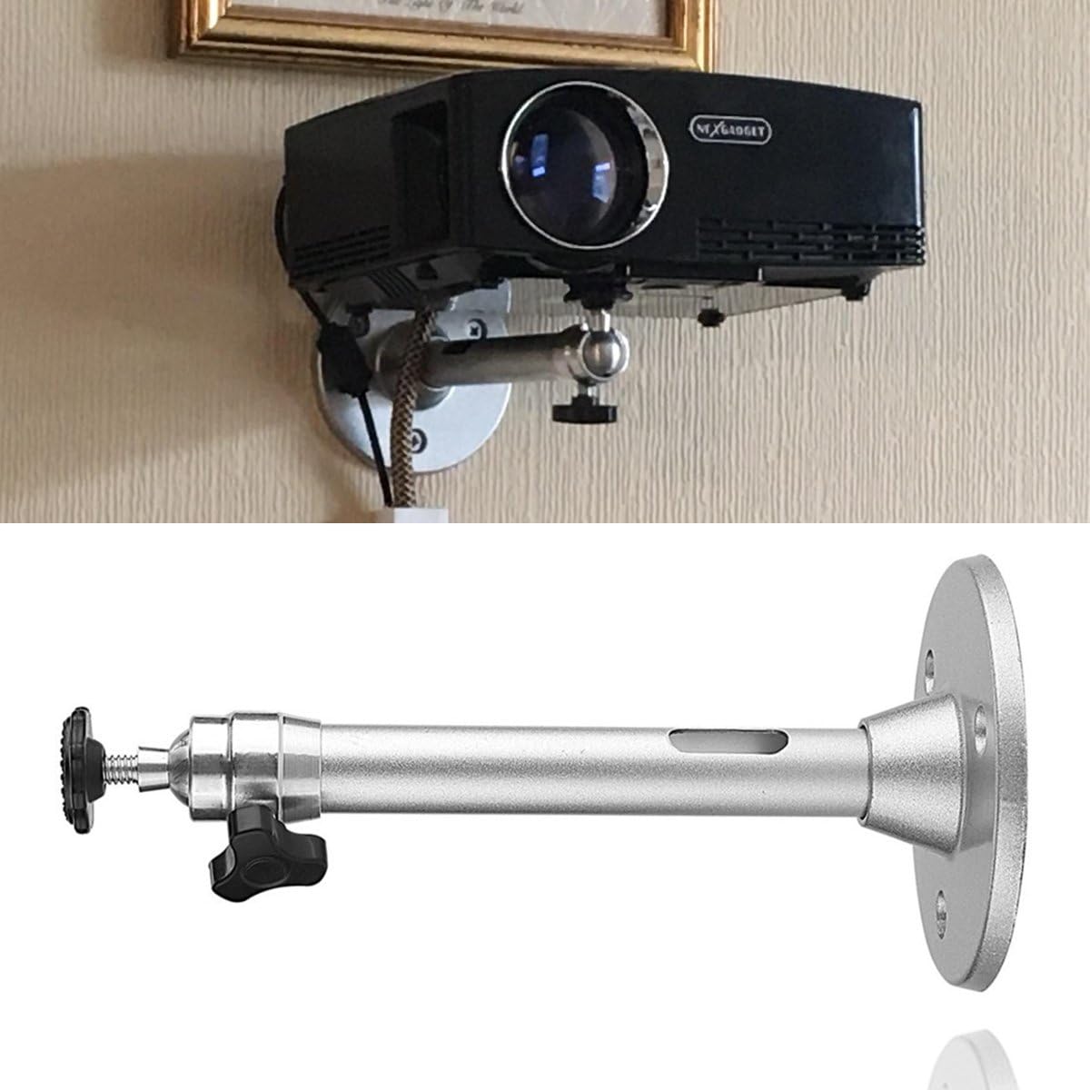 LANTWOO Universal Projector Wall Ceiling Mount Hanger, LCD/DLP Video Projection Mount Bracket Swivels & Tilts for Mini