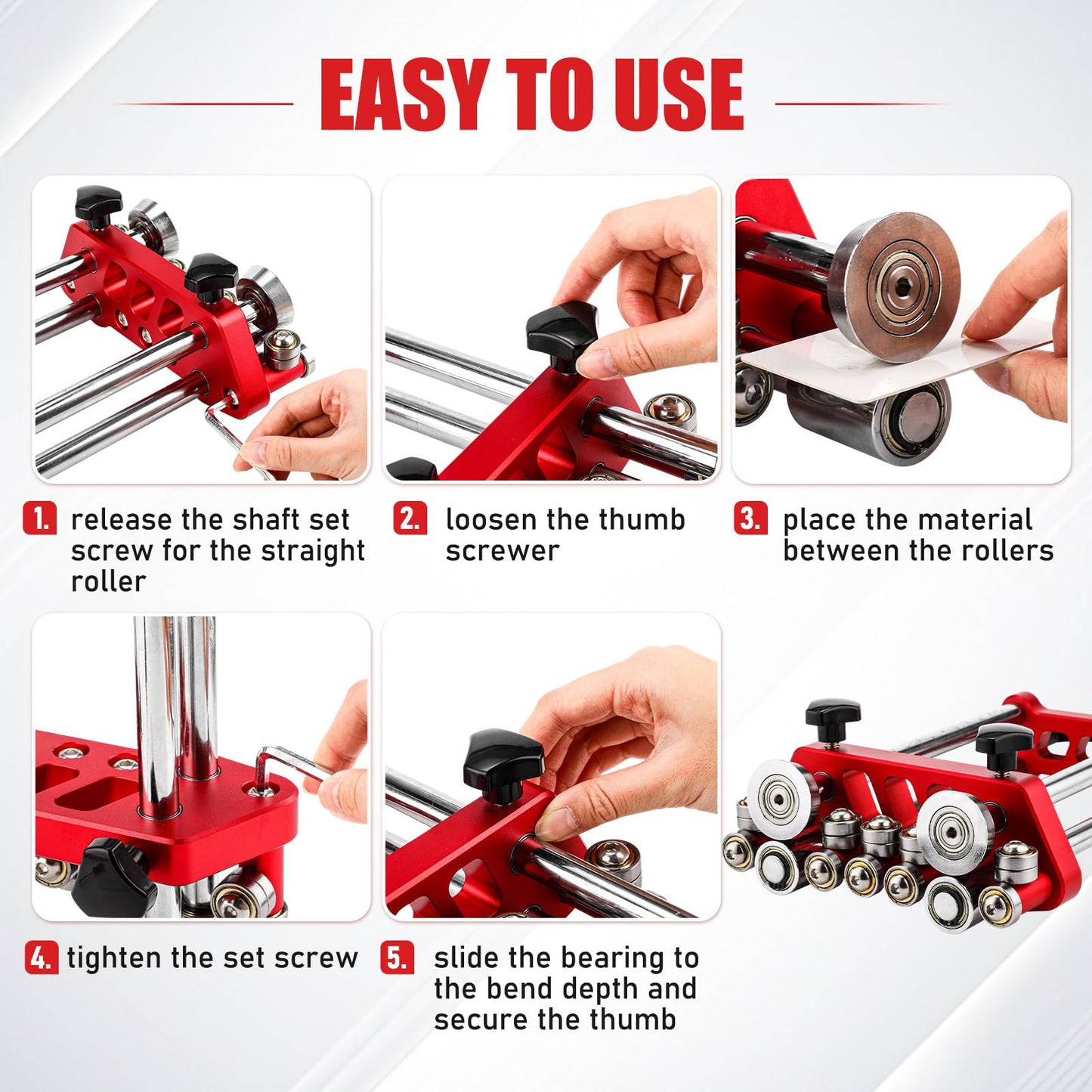 Lingvee Sheet Metal Roller 2 Station Bender Roofing Tools Sheet Fabrication 0-100° Bending Range Large Metal Rollers and Bending Tool for Industrial Production(Red)