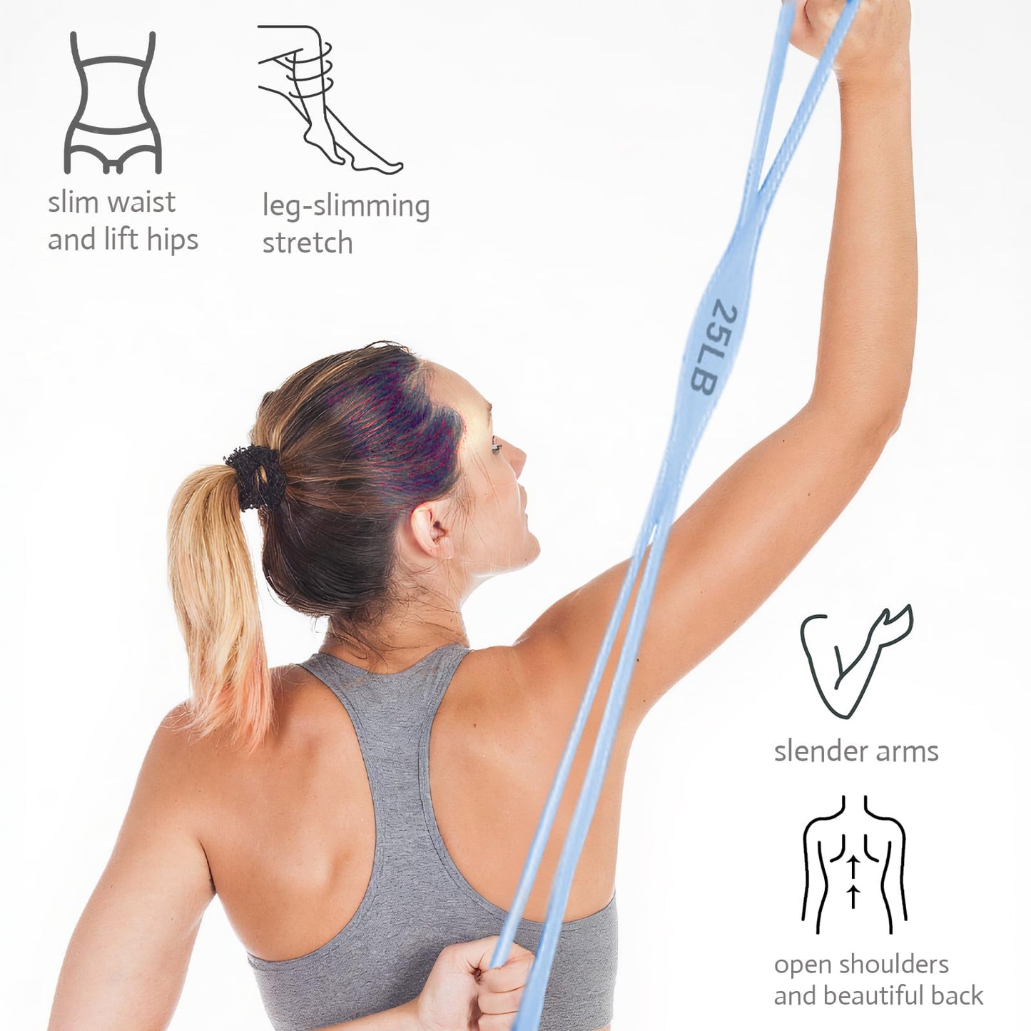 Figure 8 Resistance Bands for Women & Men – 25-Pound Silicone Pull Rope for Leg, Shoulder, Back & Arm Workout, Strength Training, Physical Therapy, Home Gym