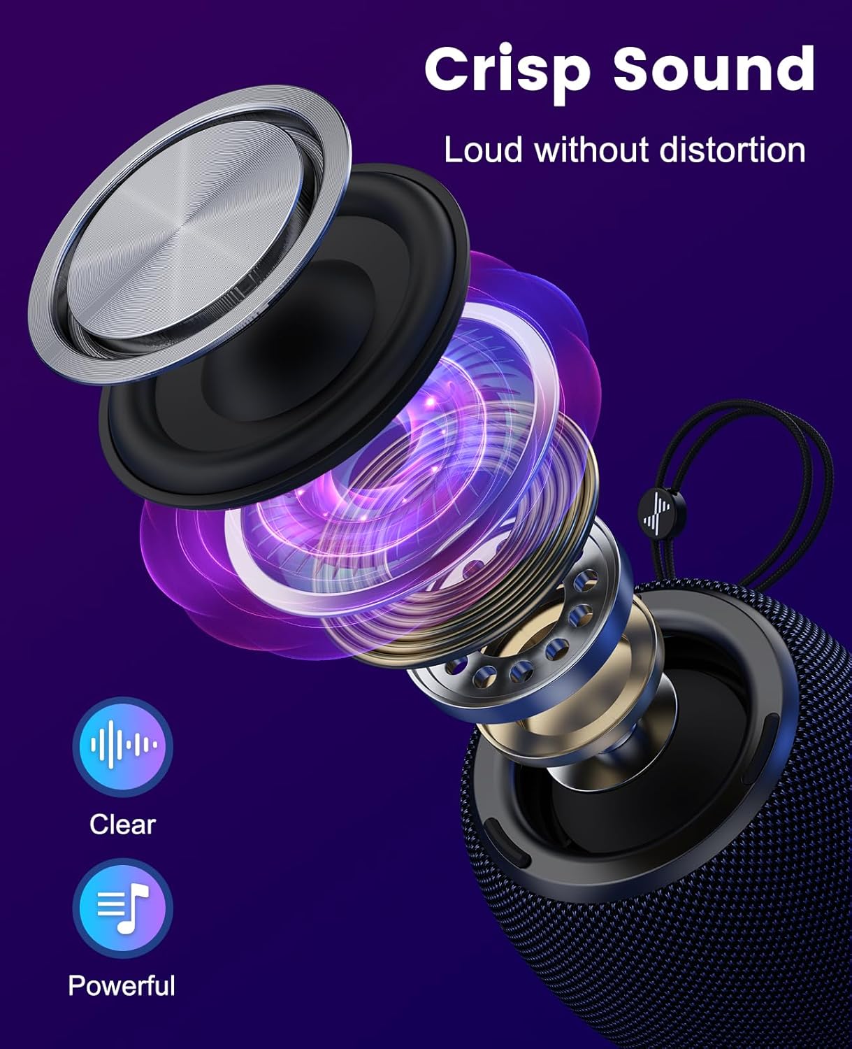 LENRUE Bluetooth Speaker, Wireless Speaker with Dynamic Light Show, Crisp Sound, TWS, Portable Speaker for Phones