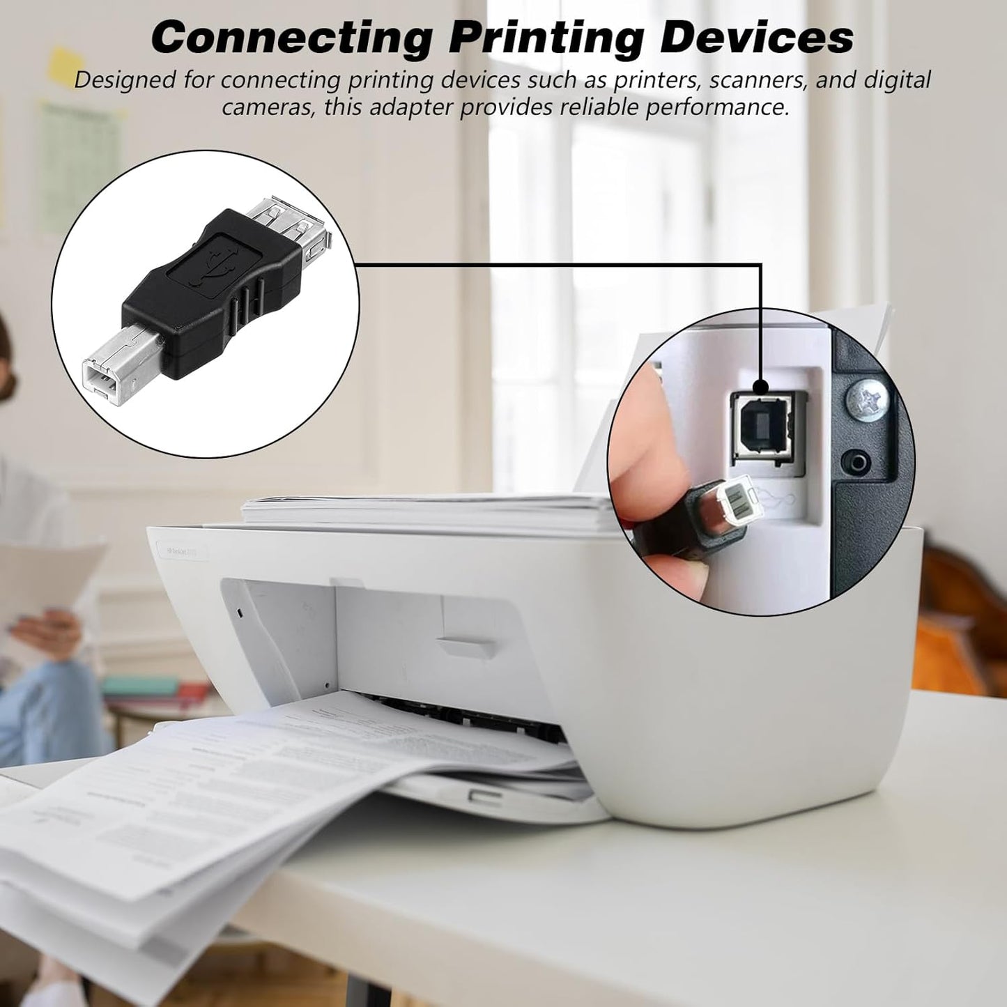 Xthrotsenk 2 2.0 Pcs A Female to USB B Male Printer Converter - USB A to B Adapter - AF/BM Adapter