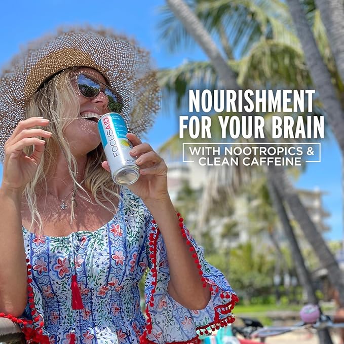 LIFEAID Energy Blend Nootropics Drink for Brain Fuel AlphaGPC GABA BComplex Yerba Mate Green Tea 100 Clean100mg Natural Caffeine 12oz. cans Pack , FOCUSAID, 12 Fl Oz (Pack of 4)