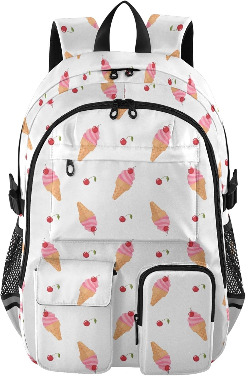 Msyxl Backpack 14" 30L Ice Cream Cones School with Laptop Compartments and Reflective Straps, Fits Laptop, Capacity