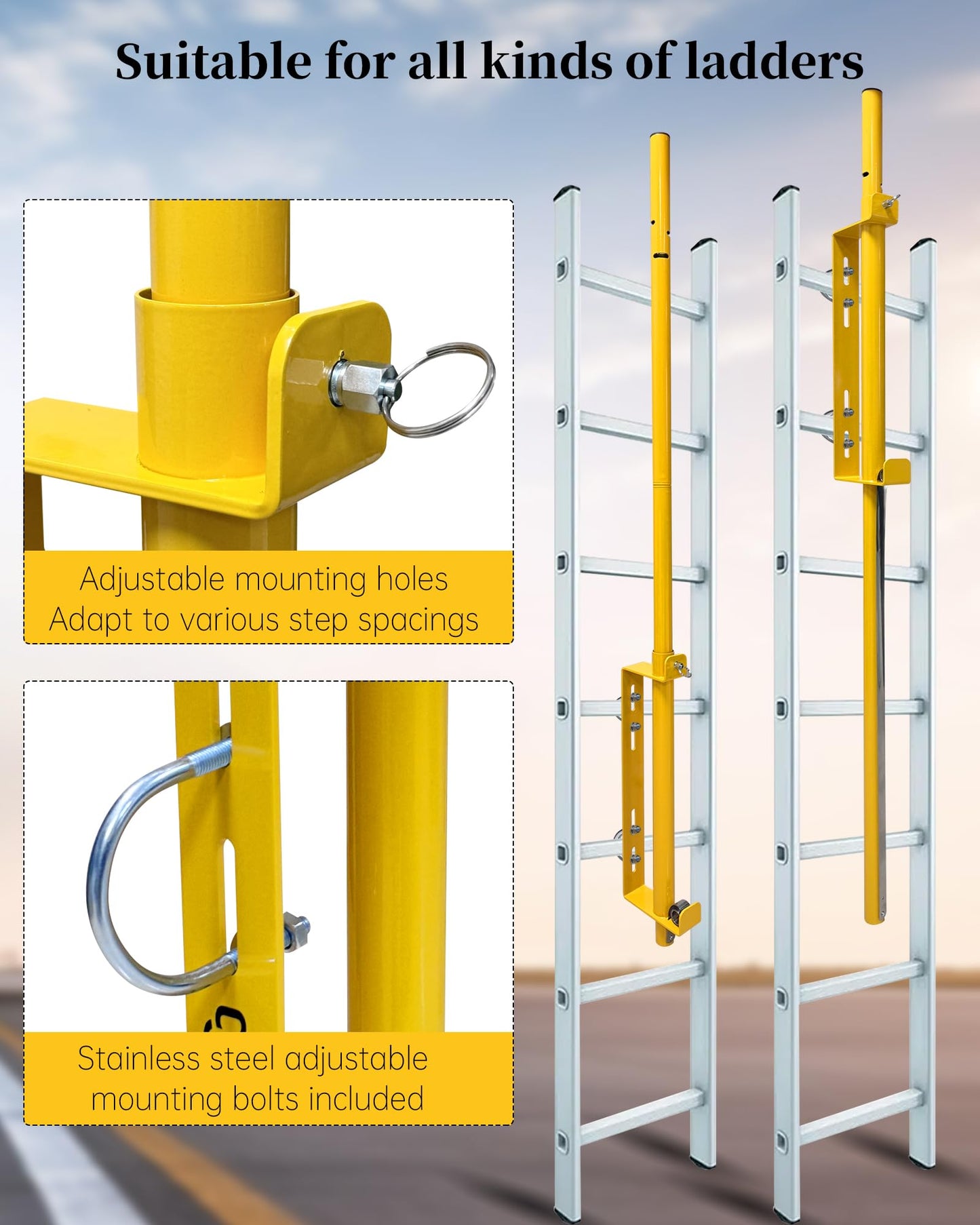 Roof Hatches Ladder Safety Post, Lengthen Hatch Ladder Hand Assist Safety Rails, Strong Support, Suitable for Roof Top Hatch Ladder