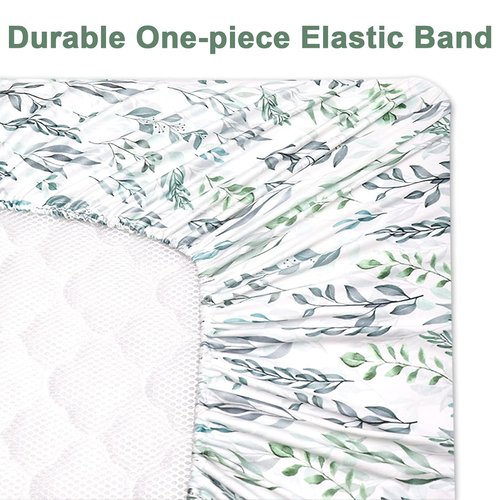 DILIMI Fitted Crib Sheet - Ultra-Soft Baby Sheet for Standard Crib & Toddler Mattress | Green Leaf Design