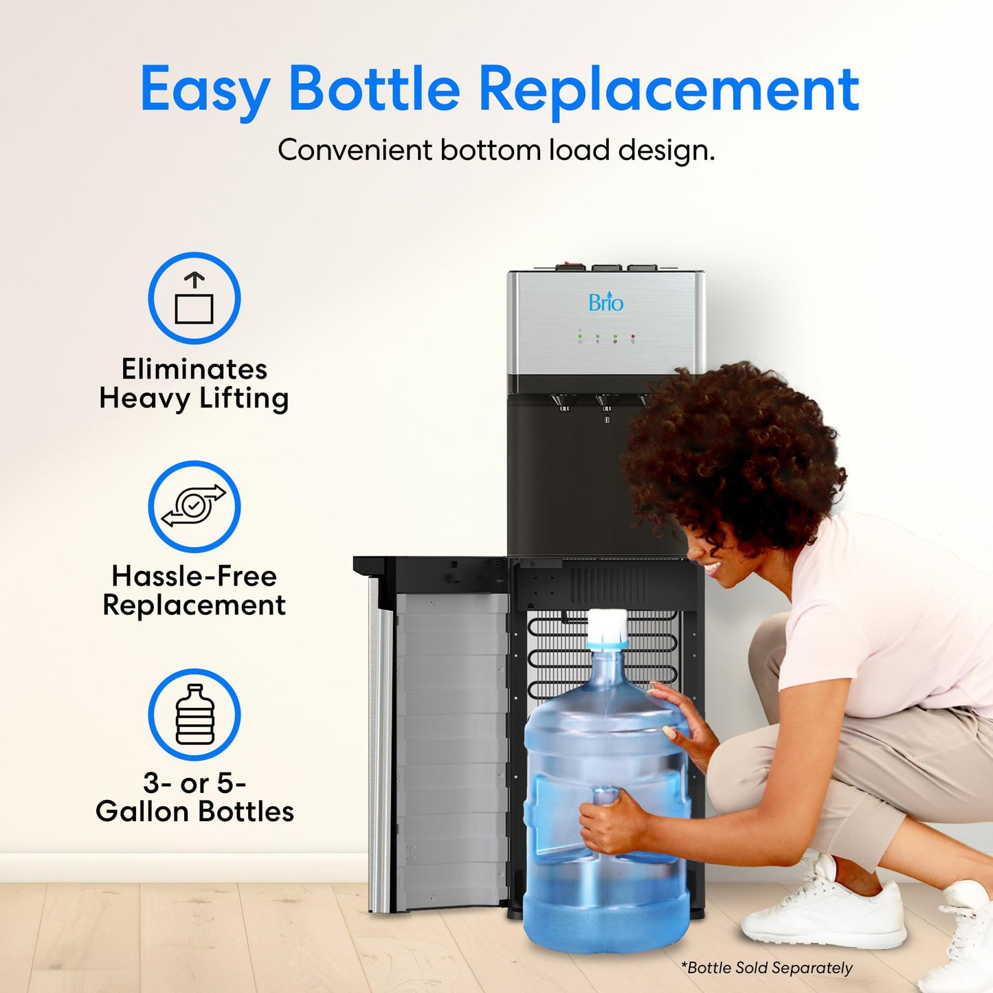 Brio Self Cleaning Bottom Loading Water Cooler Water Dispenser – Limited Edition - 3 Temperature Settings - Hot, Cold & Cool Water