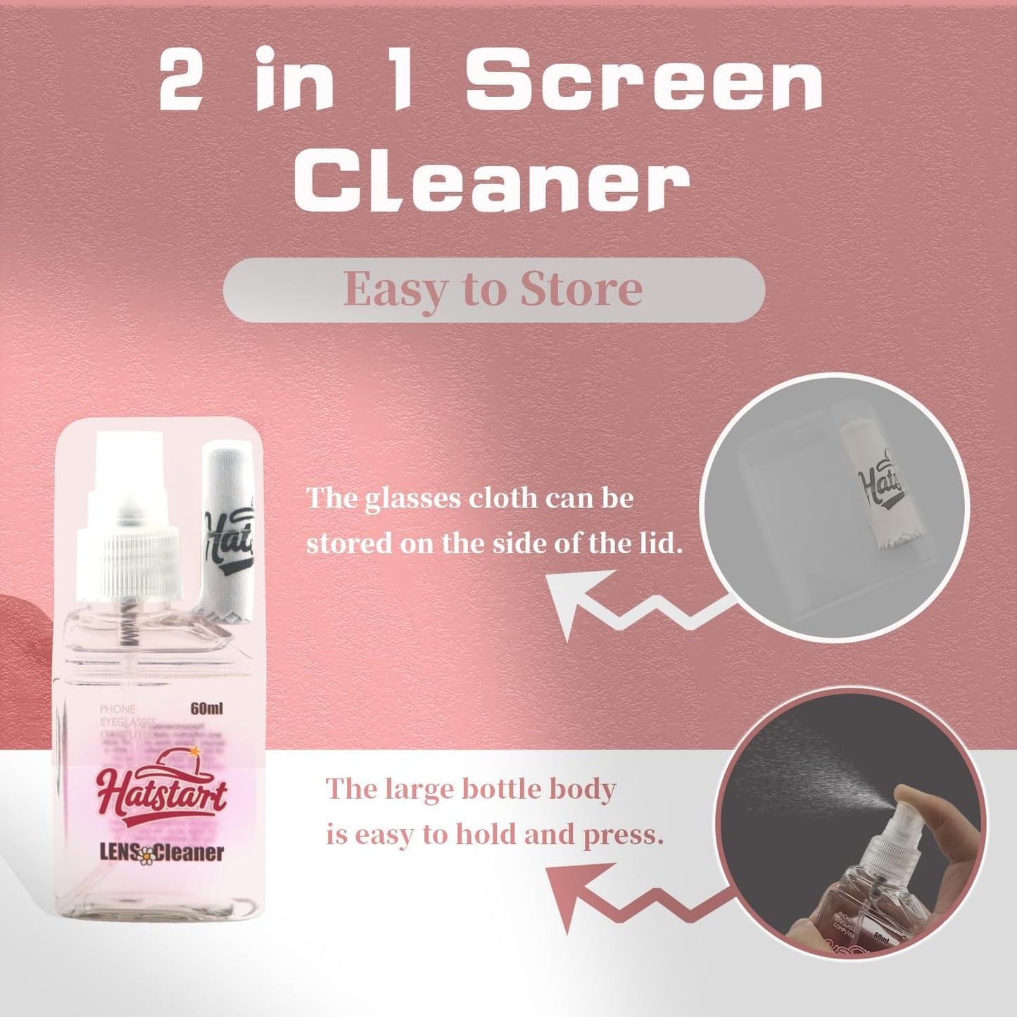 2 Pack Electronic Screen Cleaner Spray, Hatstart Cell Phone Touch Screens Cleaning for TV Laptop Computer Tablet PC LCD