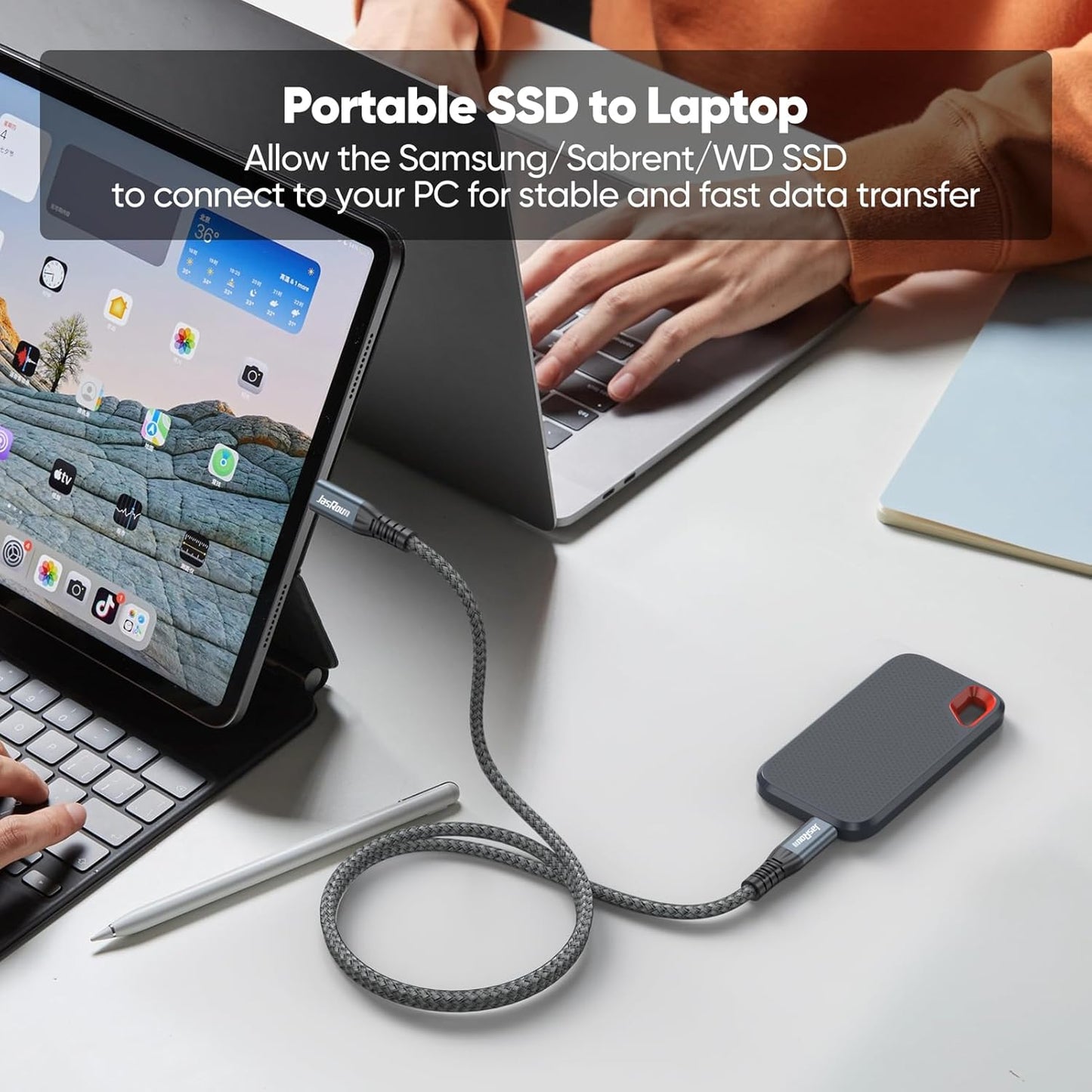 3ft, 3.2 2X2 20Gbps 240W 4K@60Hz PS5 USB C Data Cable USBC Gen with High Speed Data Transfer & Charging & USB-C to Type