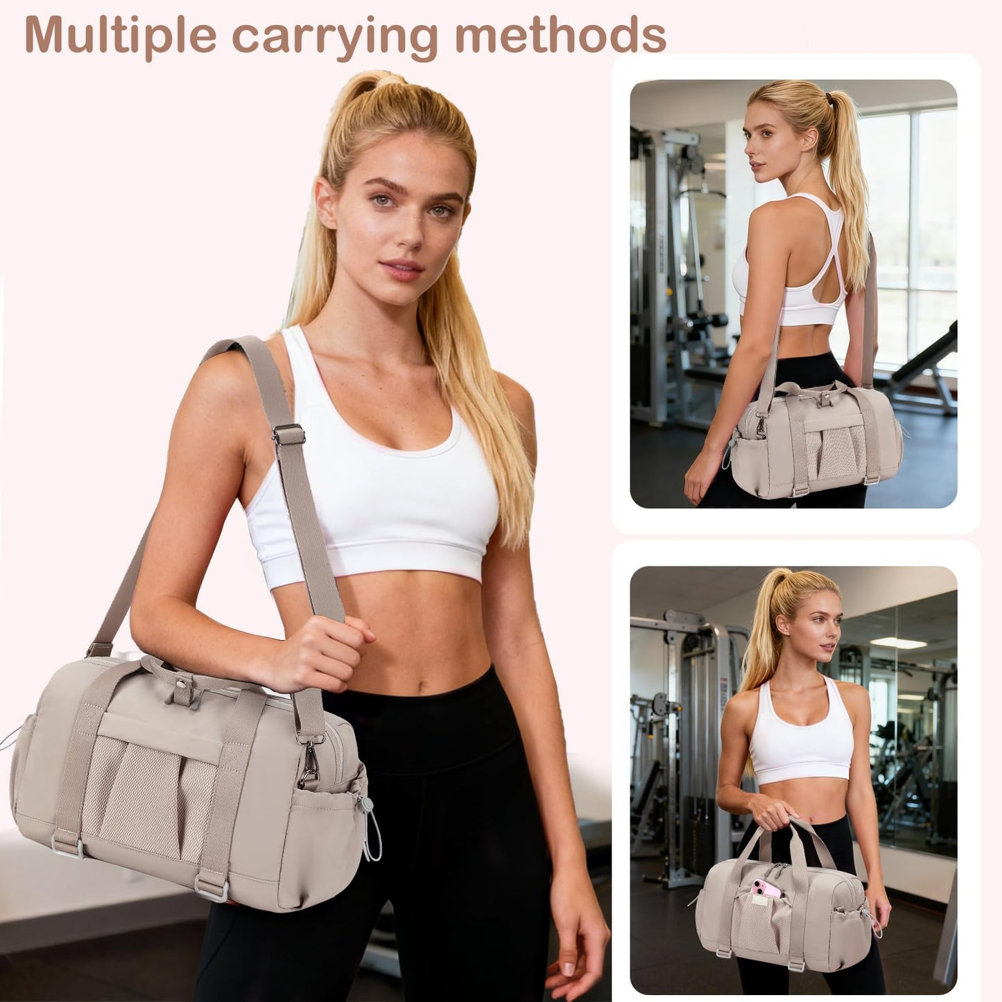 LEDAOU Small Gym Bag for Women, Mini Duffle Bag with Yoga Mat Holder Lightweight Carry On Sports Bag with Separate Shoe Pocket & Wet Pocket Duffel Bags Dance Yoga Workout Bag