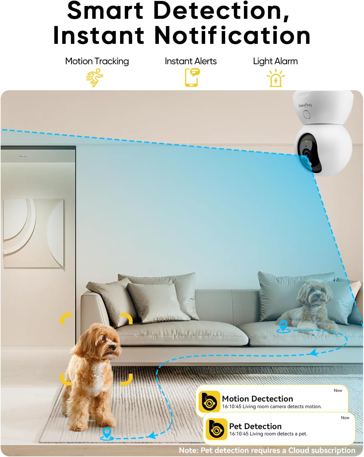BoyKeep 2K 2-Way Indoor Camera, Cameras for Home Security with Motion Detection, Pet Camera Indoor with Phone App