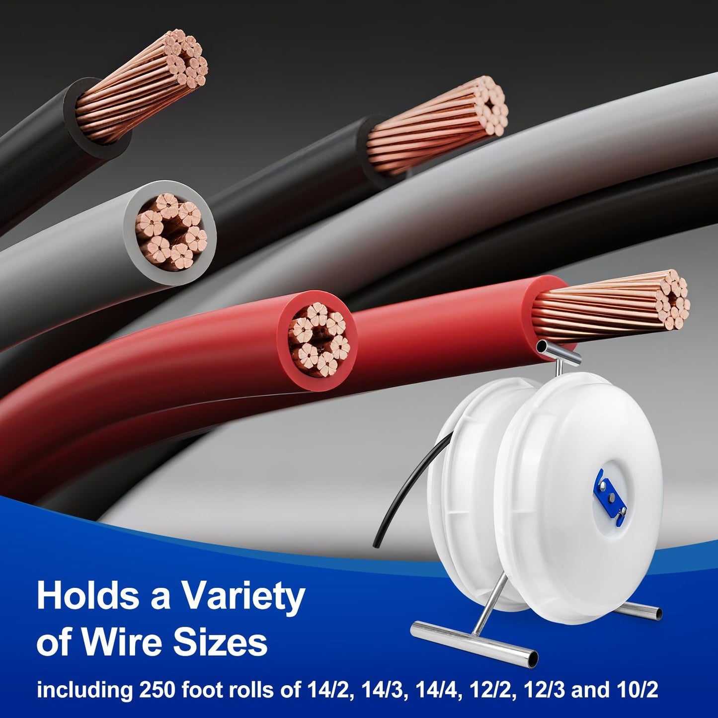 415D Wire Dispenser Wheel, 2 Reel Wire Dispenser Kit Cable dispenser Wheel for 250 Foot Rolls of 14/2, 14/3, 14/4, 12/2, 12/3 and 10/2
