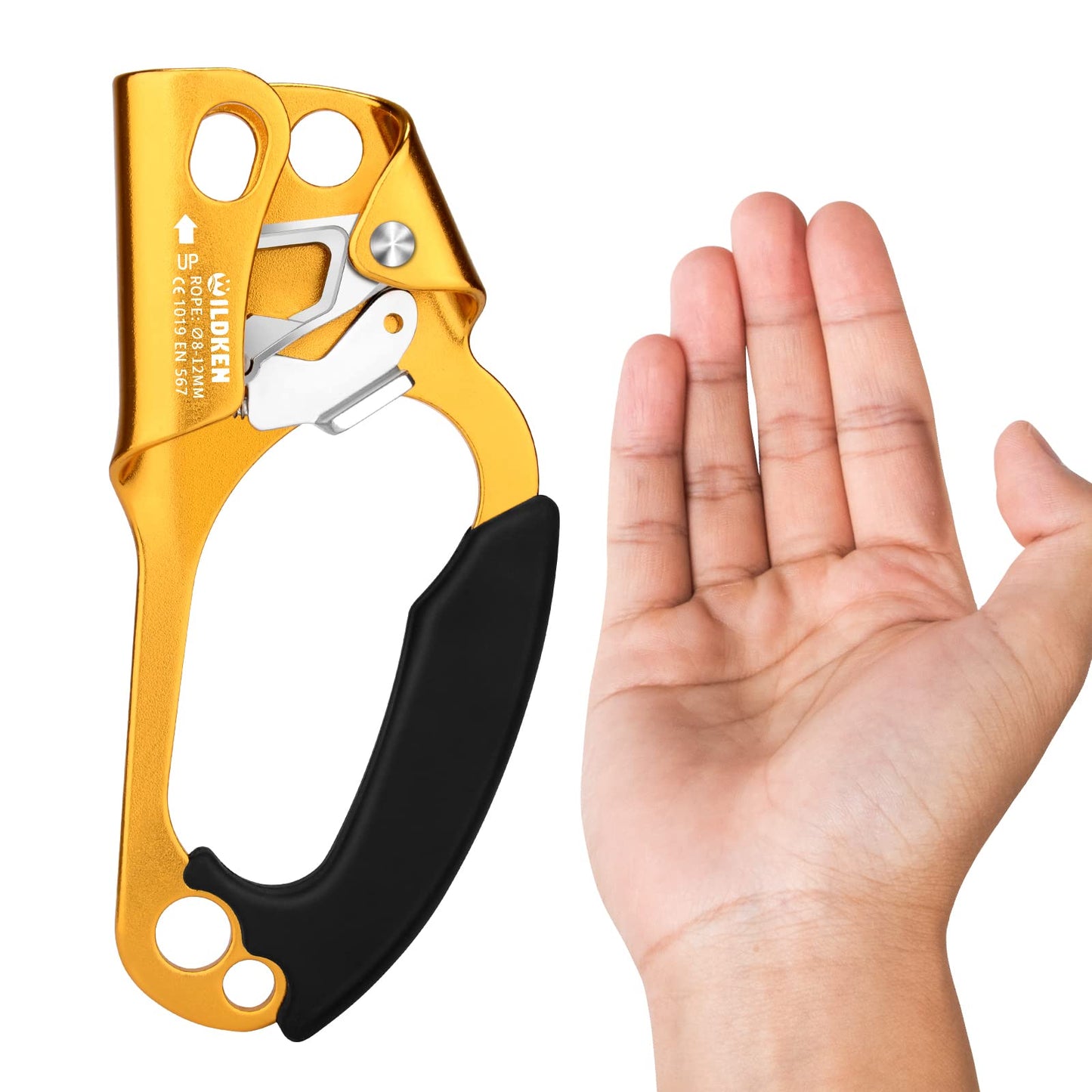 WILDKEN Climbing Hand Ascender Outdoor Mountaineering Tree Arborist Climbing Rappelling Equip Hand Ascender for 8-12MM Rope Left Right Hand Ascender