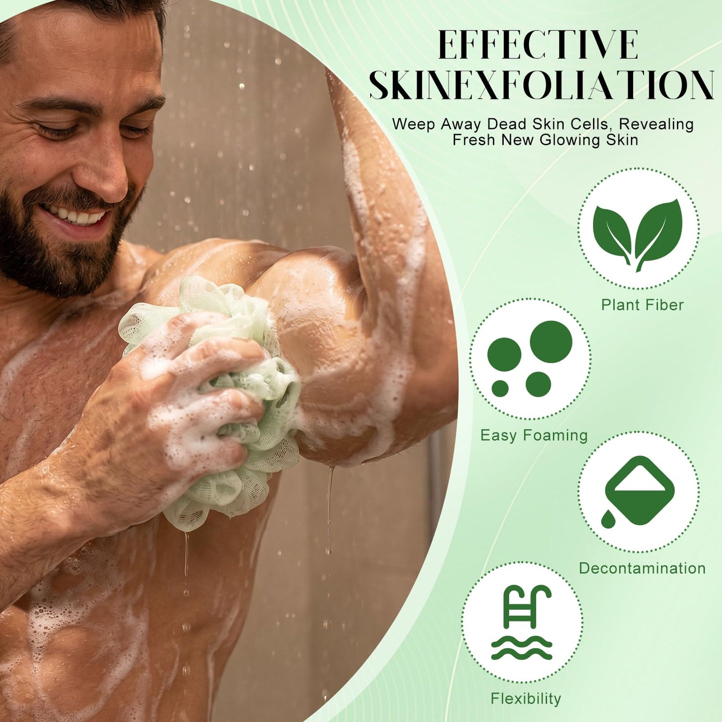 ZhouBoat 2 Pack Exfoliating Loofah Soap Holders with Washcloth Double-Sided Bath Sponge Body Scrubber Reusable Shower Pouches