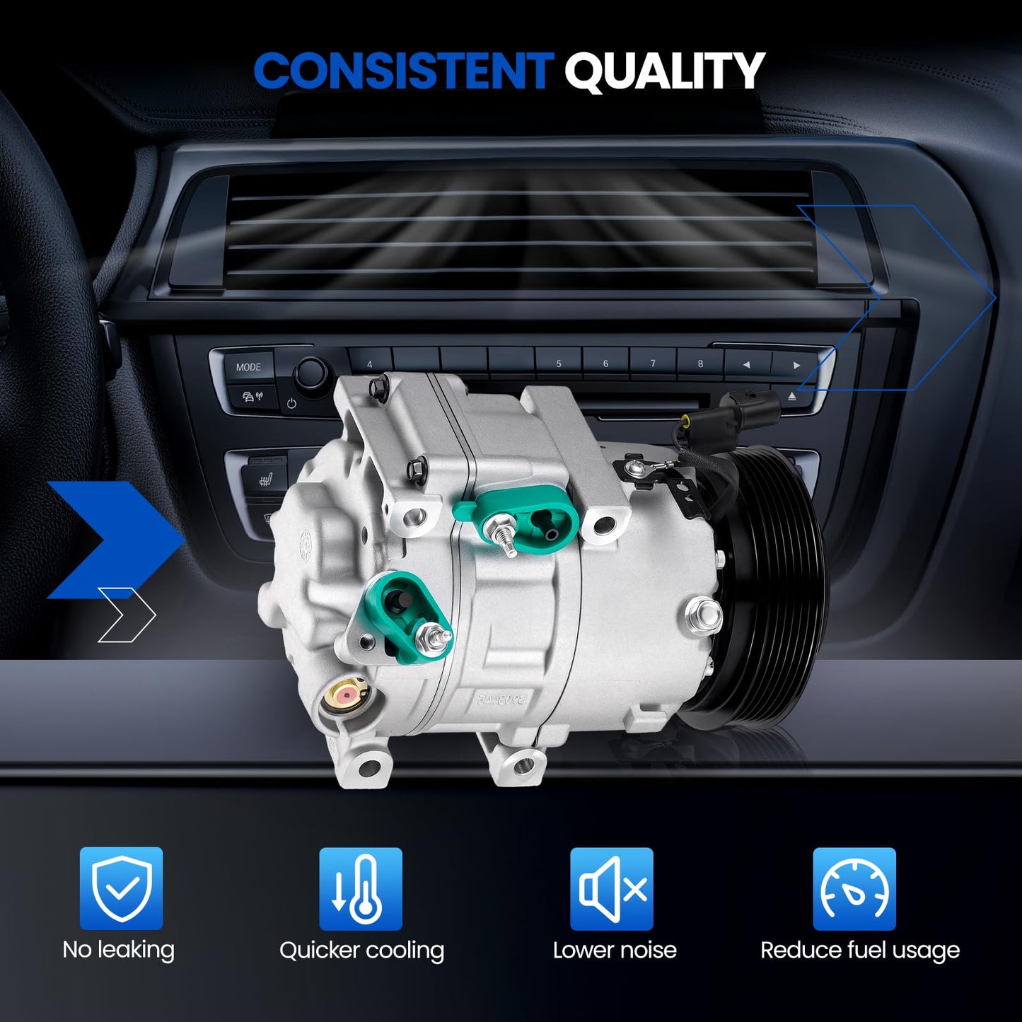 SYKRSS 68313 Air Conditioning A/C Compressor with Clutch Compatible with Hyundai Azera 2006-2011, for Sonata 2006-2009, Compatible with Kia Optima 2007-2008, for Sorento 2011-2012, GAS
