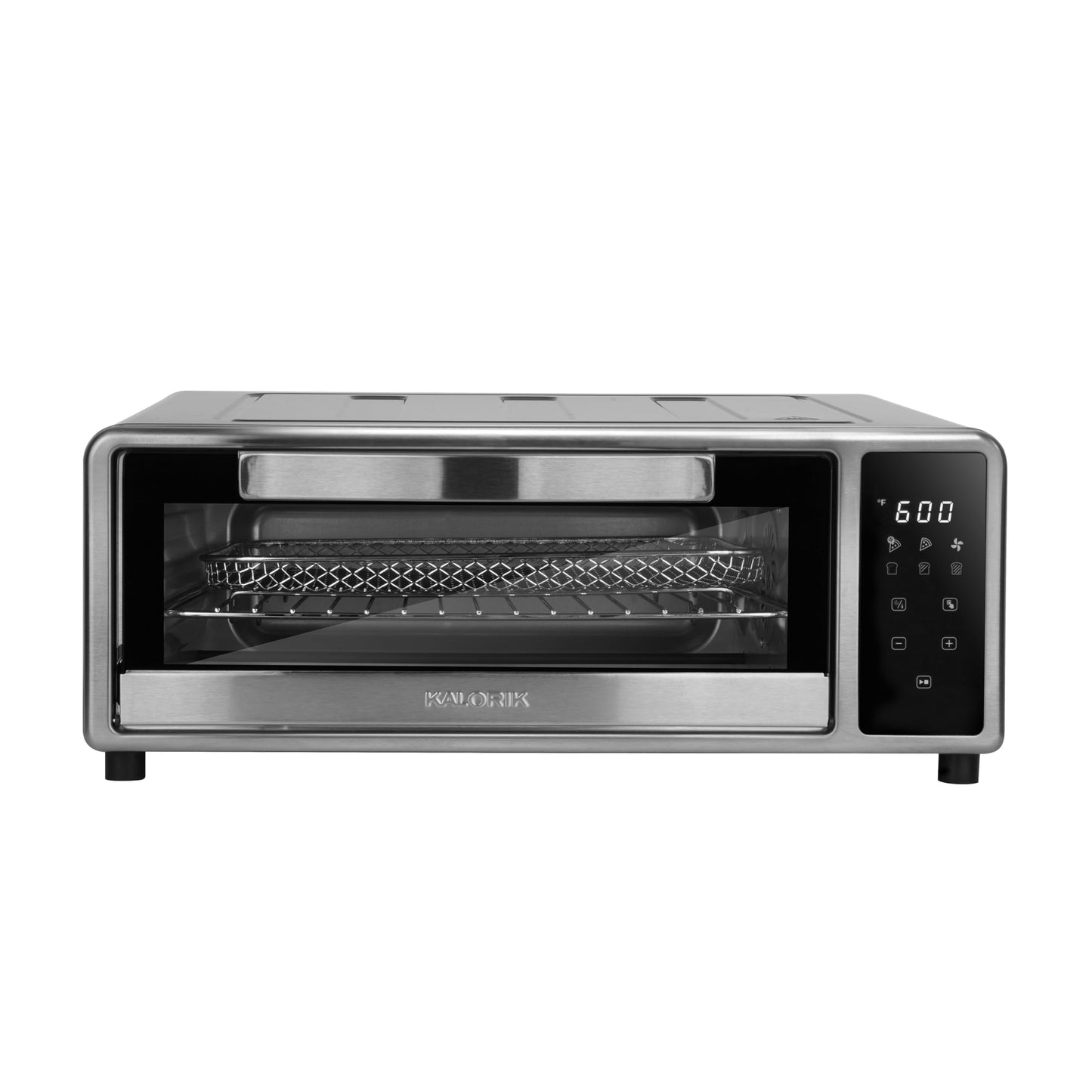 Kalorik MAXX Air Fryer Pizza Oven with Stone, Turbo-Heat Technology Up To 600F Featuring Touchscreen Controls with 6 Preset Functions Fits 12-Inch Pizzas, 1700-Watts, Stainless Steel